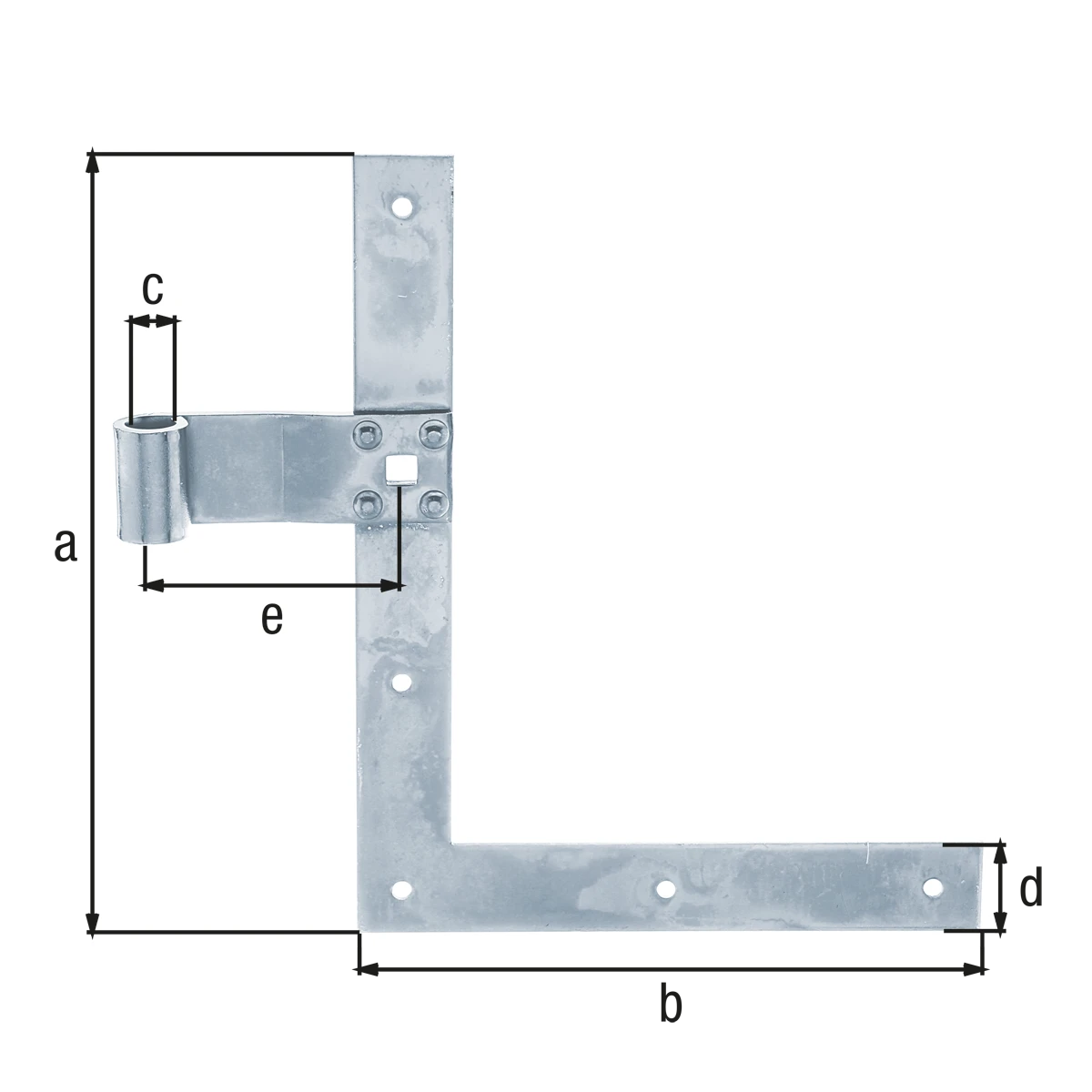 Fensterladen-Winkelband derade Abschluss gerade 250x200Ø13 oben verzinkt