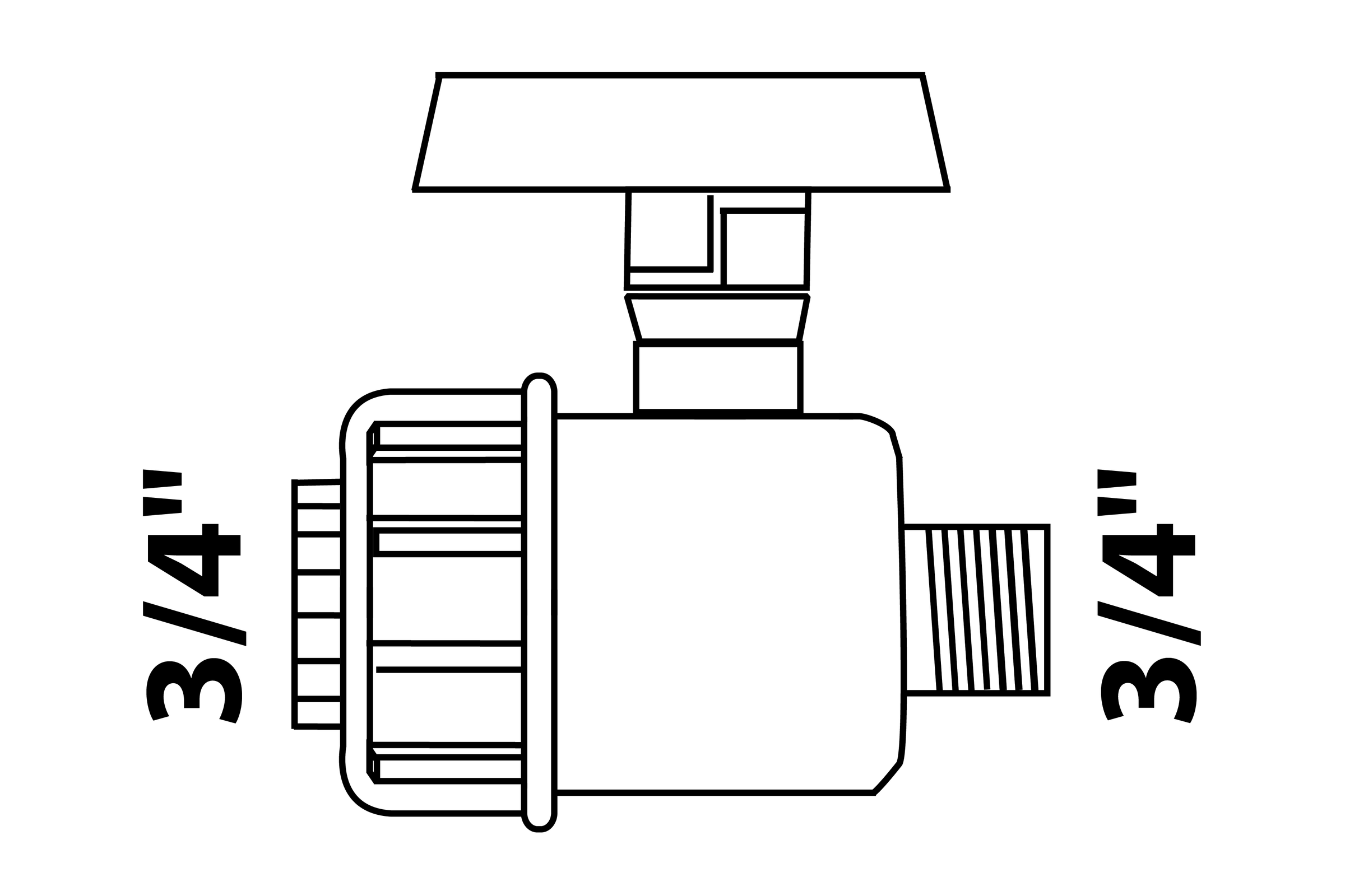 PVC Kugelhahn, 3/4''IG x 3/4''AG, für HDPE