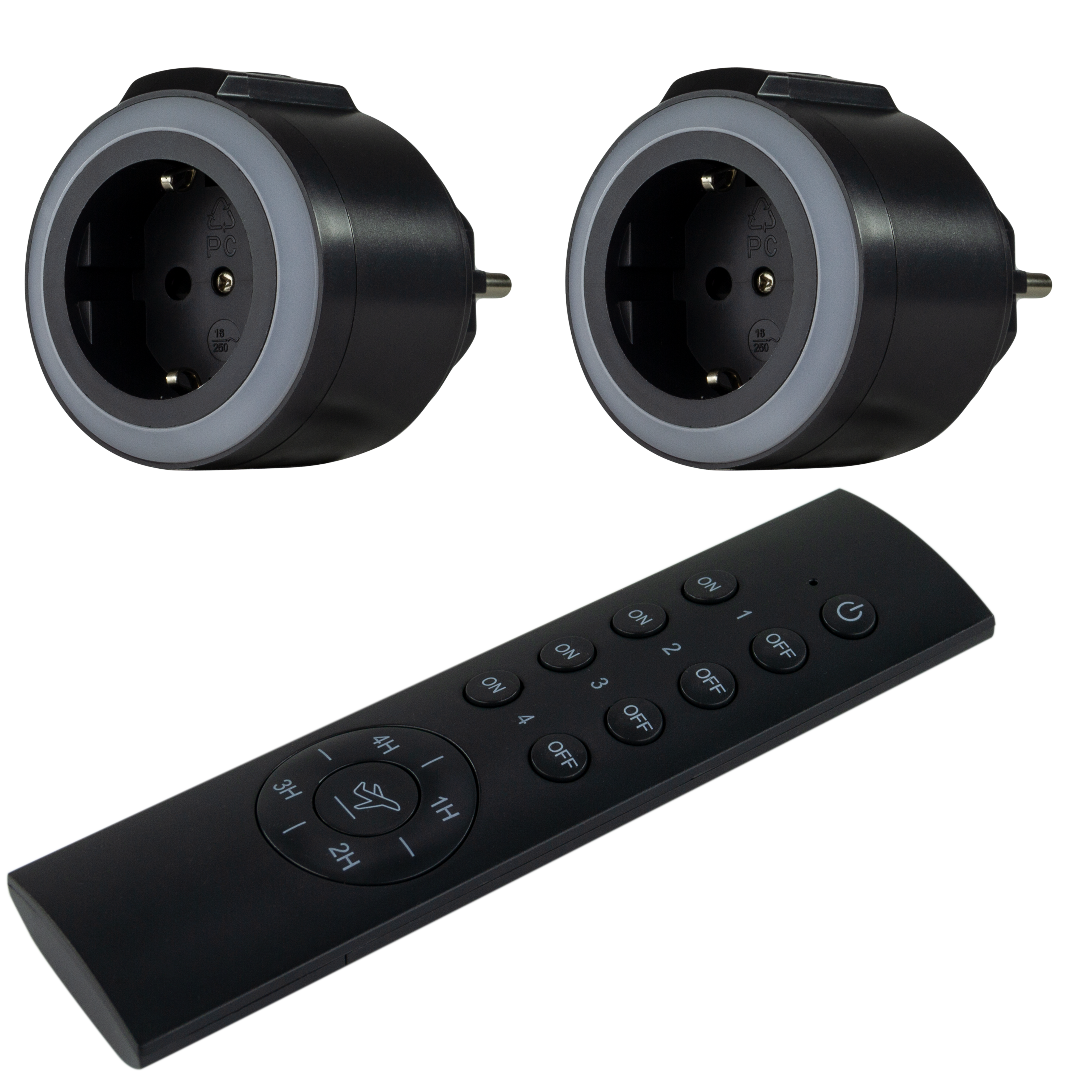 Funkschalt-Set Comfort 2+1 m.Fernbedienung, LED & Countdown, anthrazit