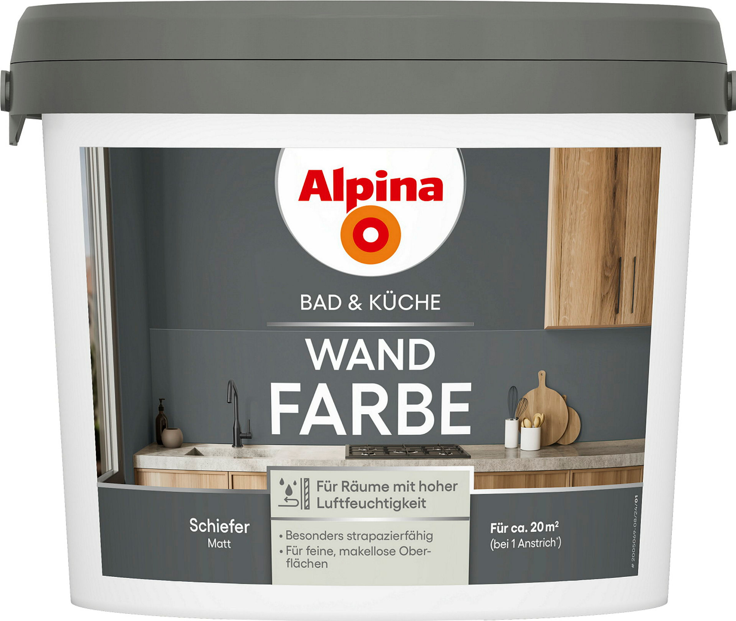 Alpina Bad & Küche Wand-Farbe Schiefer 2,5L
