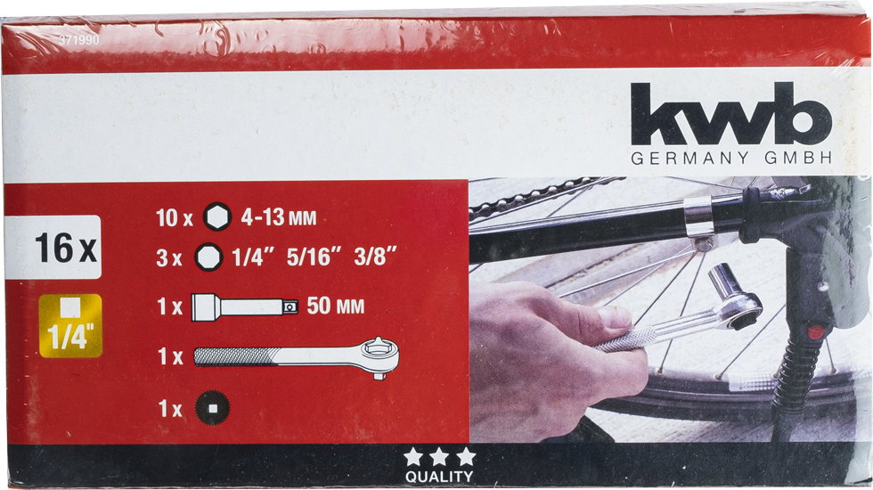 Steckschlüsselsatz 1/4'', 16-tlg.