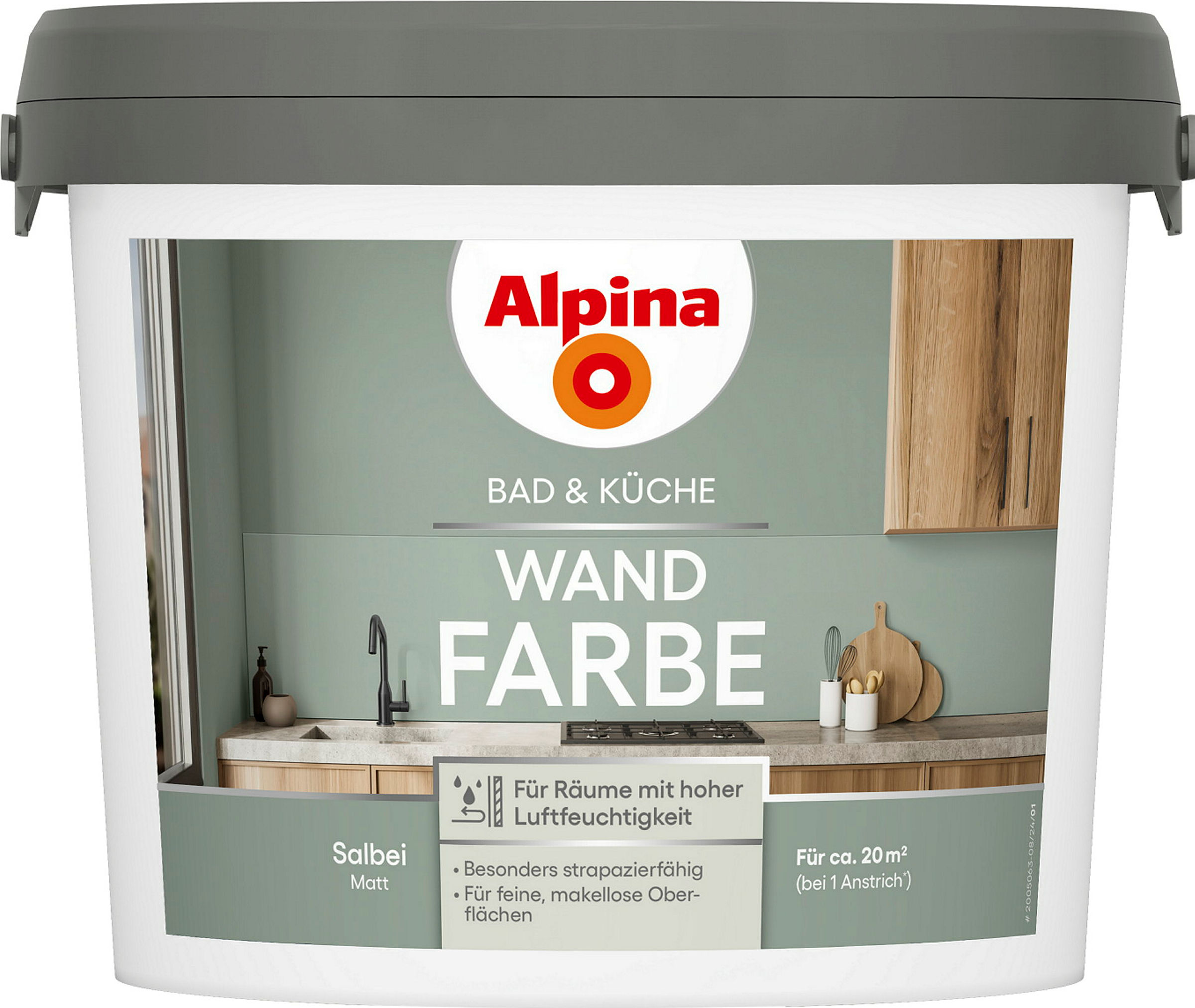 Alpina Bad & Küche Wand-Farbe Salbei 2,5L