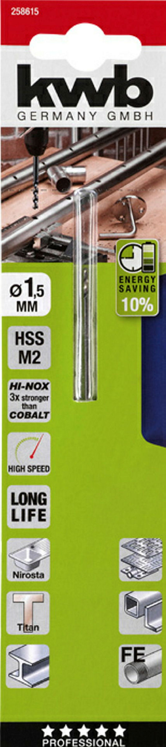 HI-NOX HSS M2 Metallbohrer, ø 1.5 mm