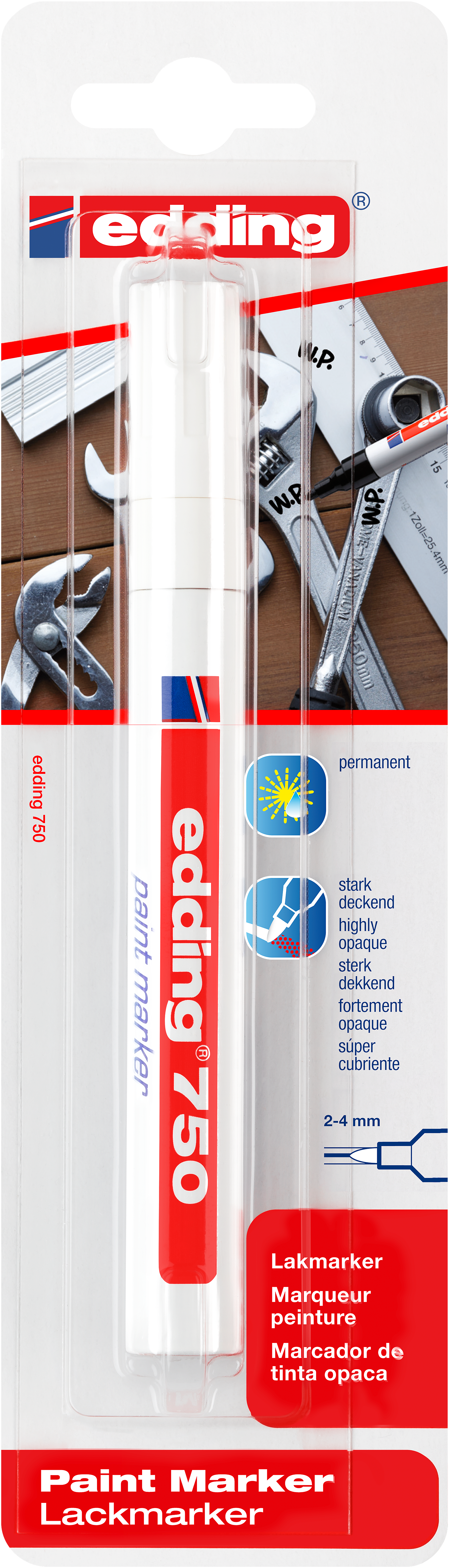 edding 750 Lackmarker 1er-Blister weiß B2C
