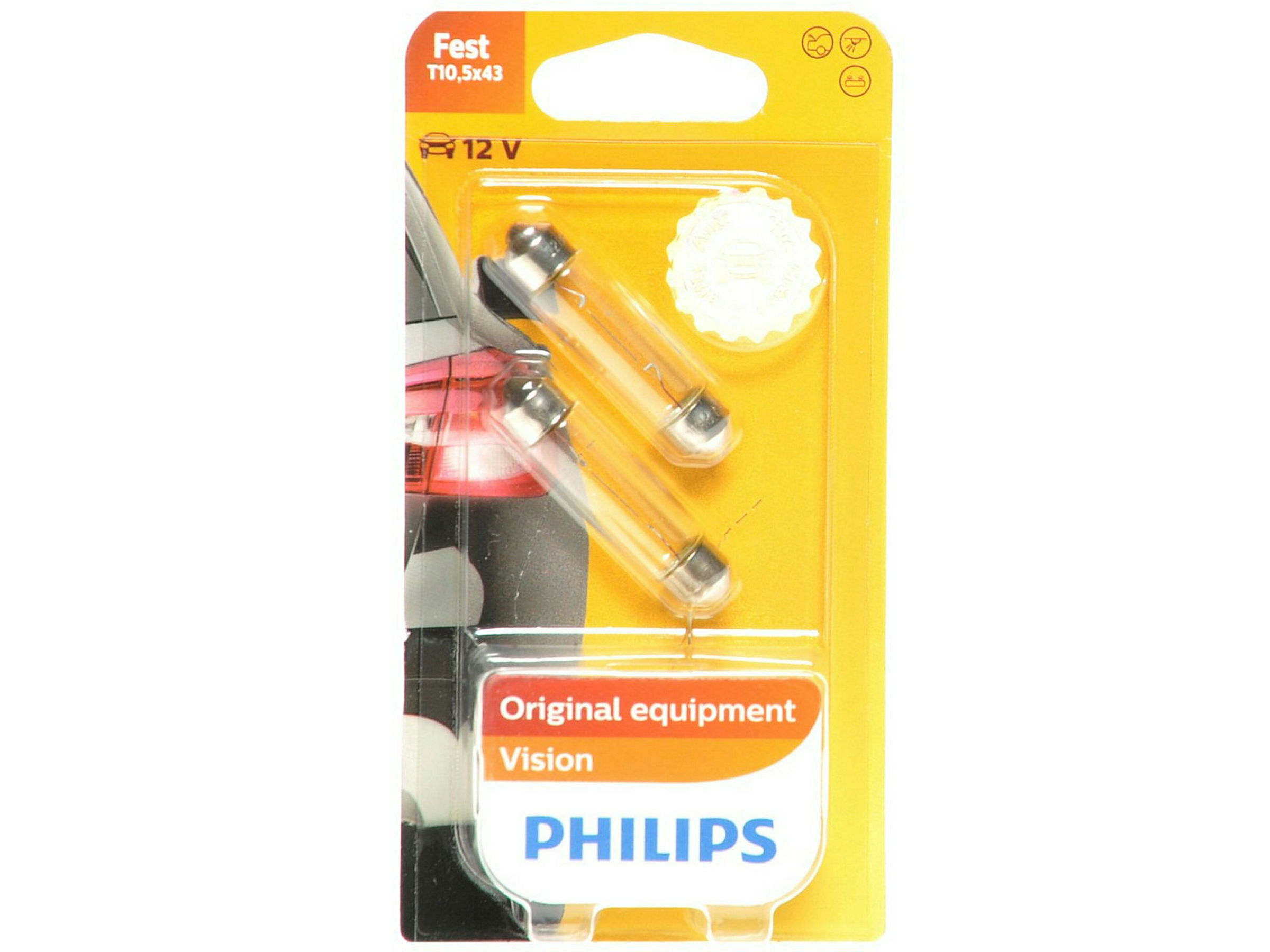 PHILIPS Soffitten 12 V/10 W S8,5 2er Blister