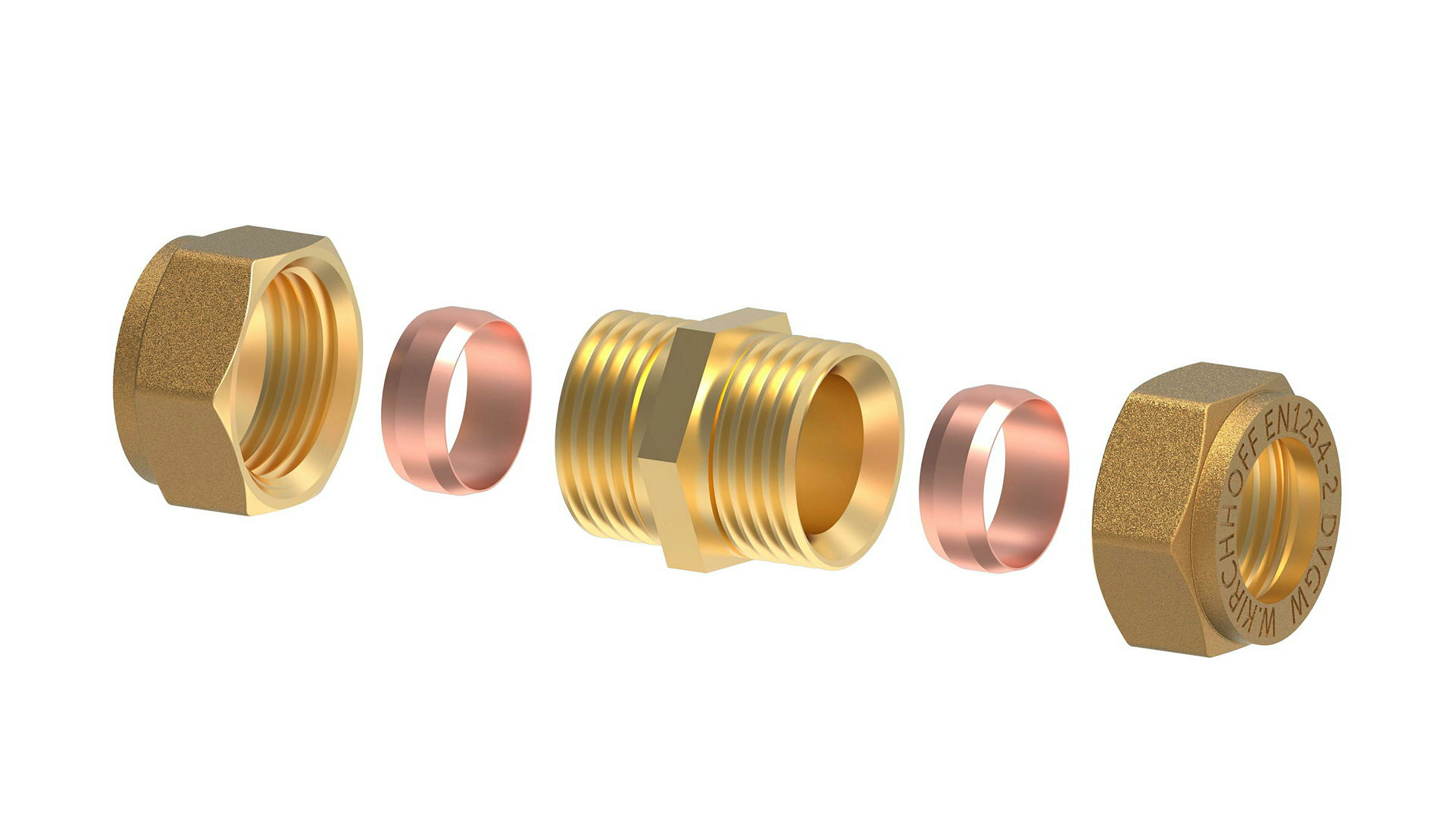 MS Verbindungsstück, blank, 15 mm, Klemmfitting für CU-Roh