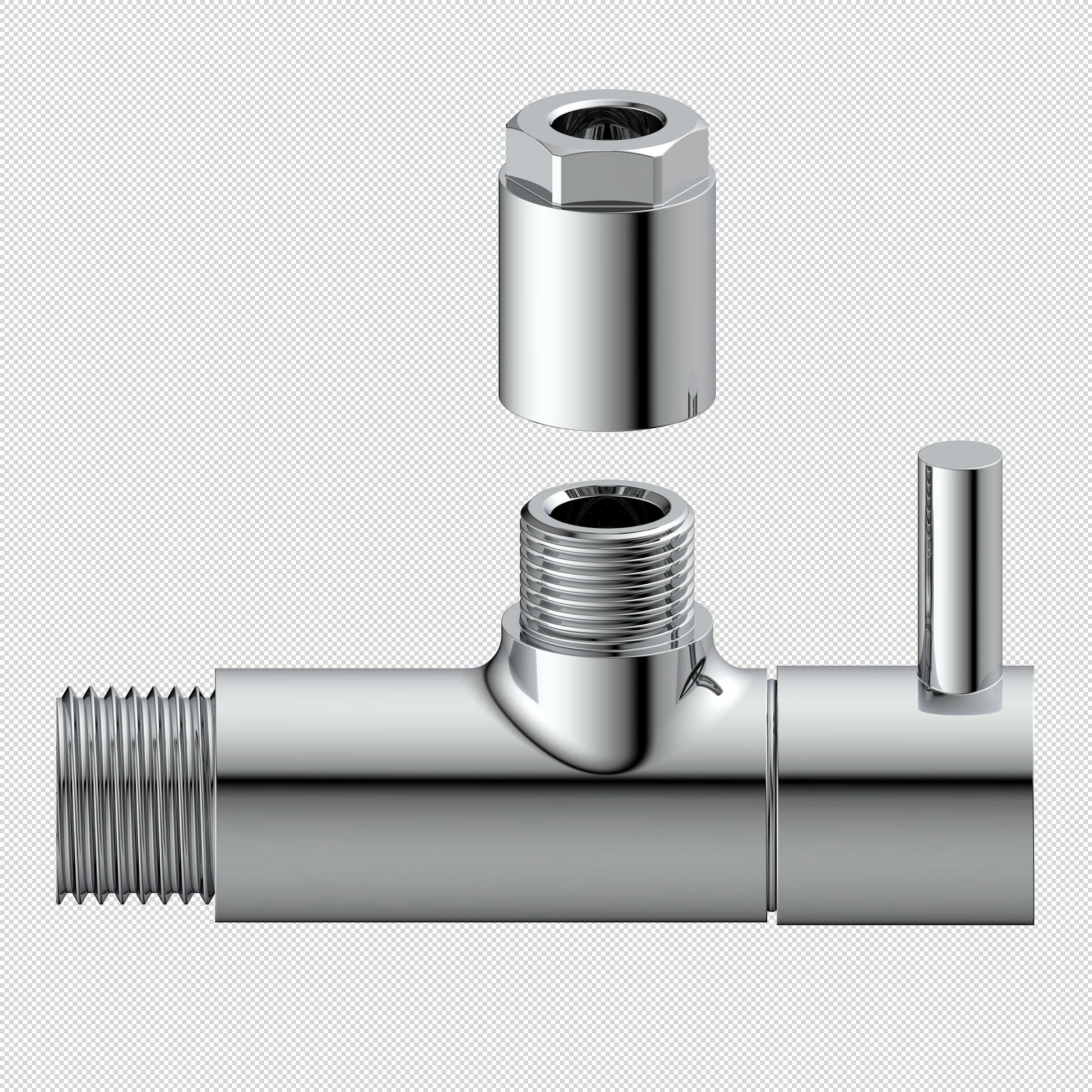 DEV-5WK, Eckventil, 1/2''AG x 10 mmQ, mit Rosette
