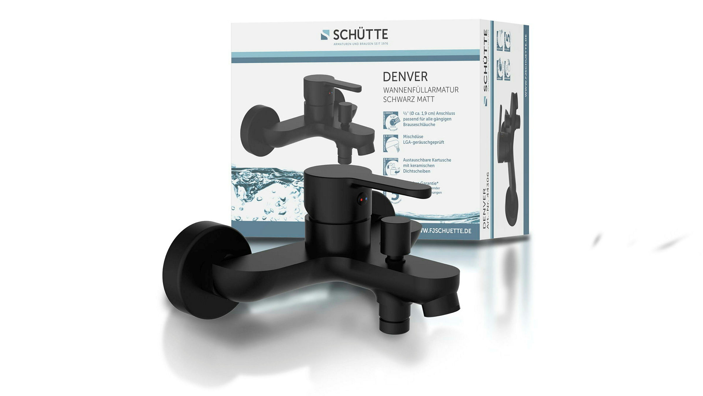 DENVER Wannenfüllarmatur, Schwarz matt