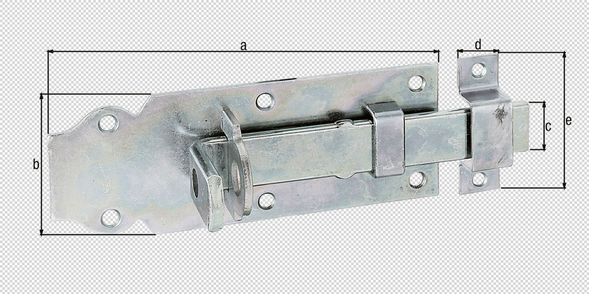 Schlossriegel mit flachem Griff 140x52 gerade verzinkt