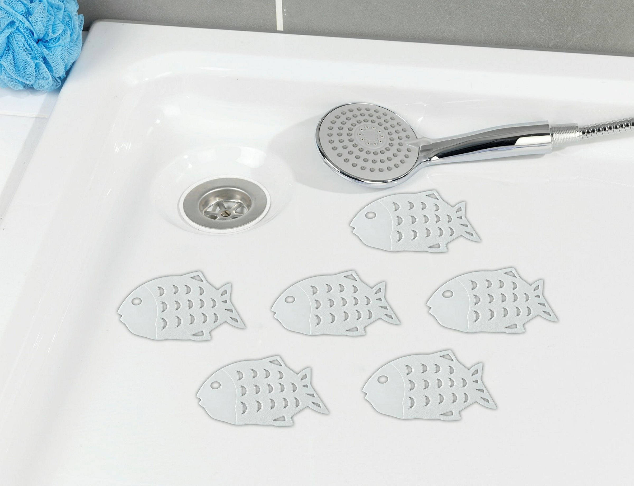 Antirutschsticker Fisch 6er weiss