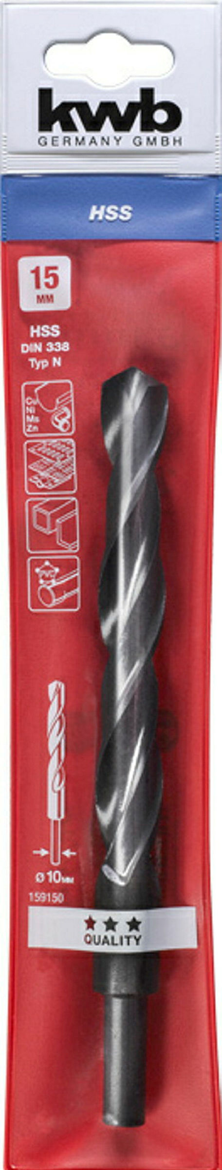 HSS Spiralbohrer mit abgedrehtem Schaft, ø 15.0 mm