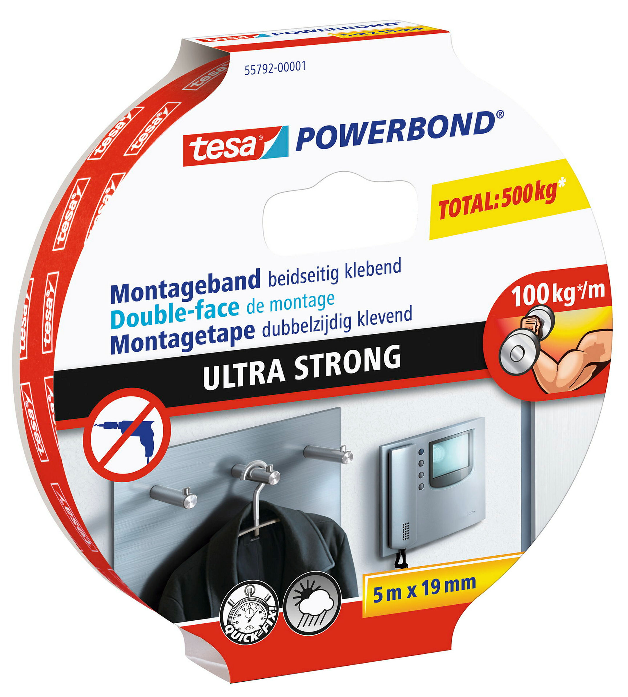 tesa® doppelseitiges Montageband ULTRA STRONG, 5m x 19mm