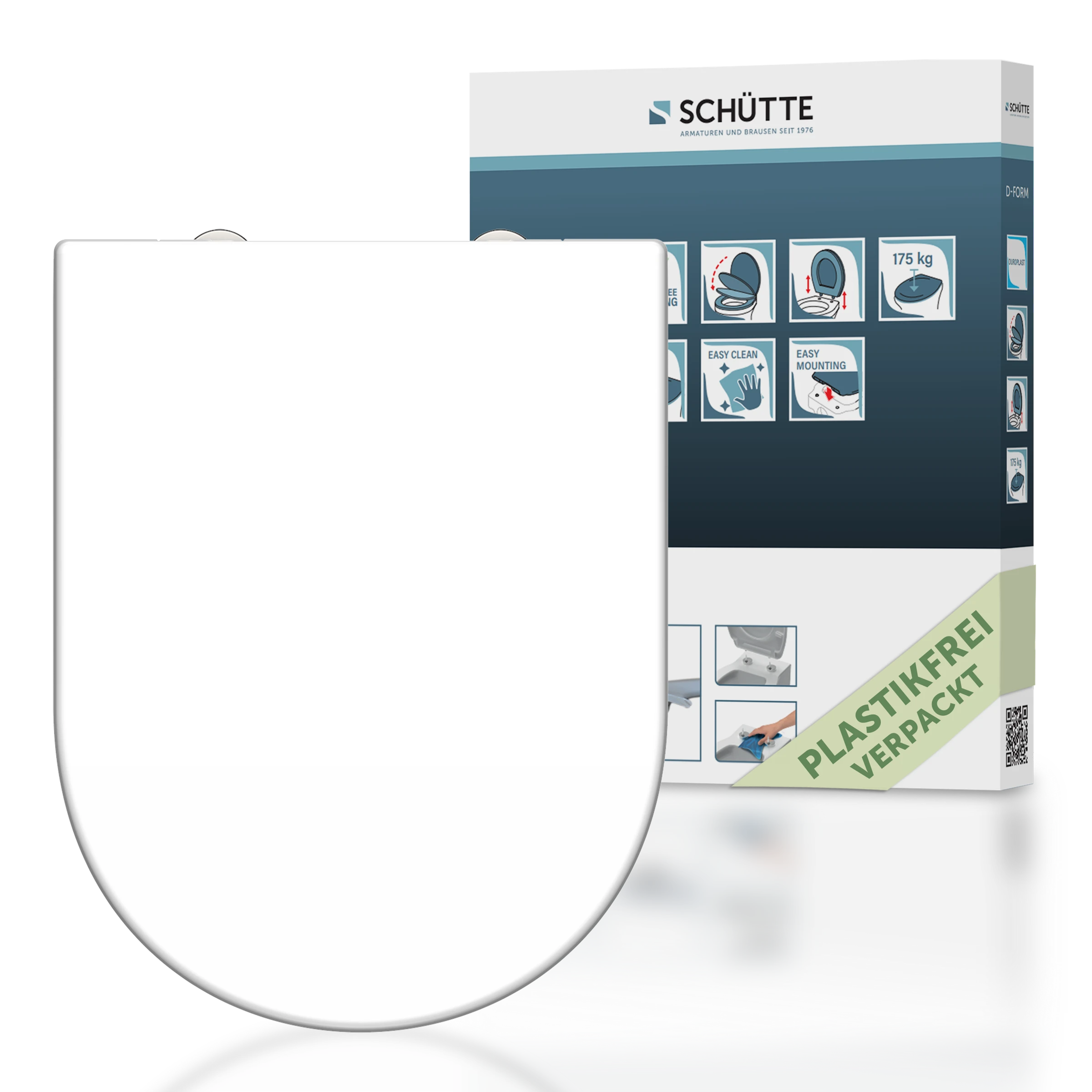 Duroplast WC-Sitz D-Form WHITE, mit Absenkautomatik und Schnellverschluss