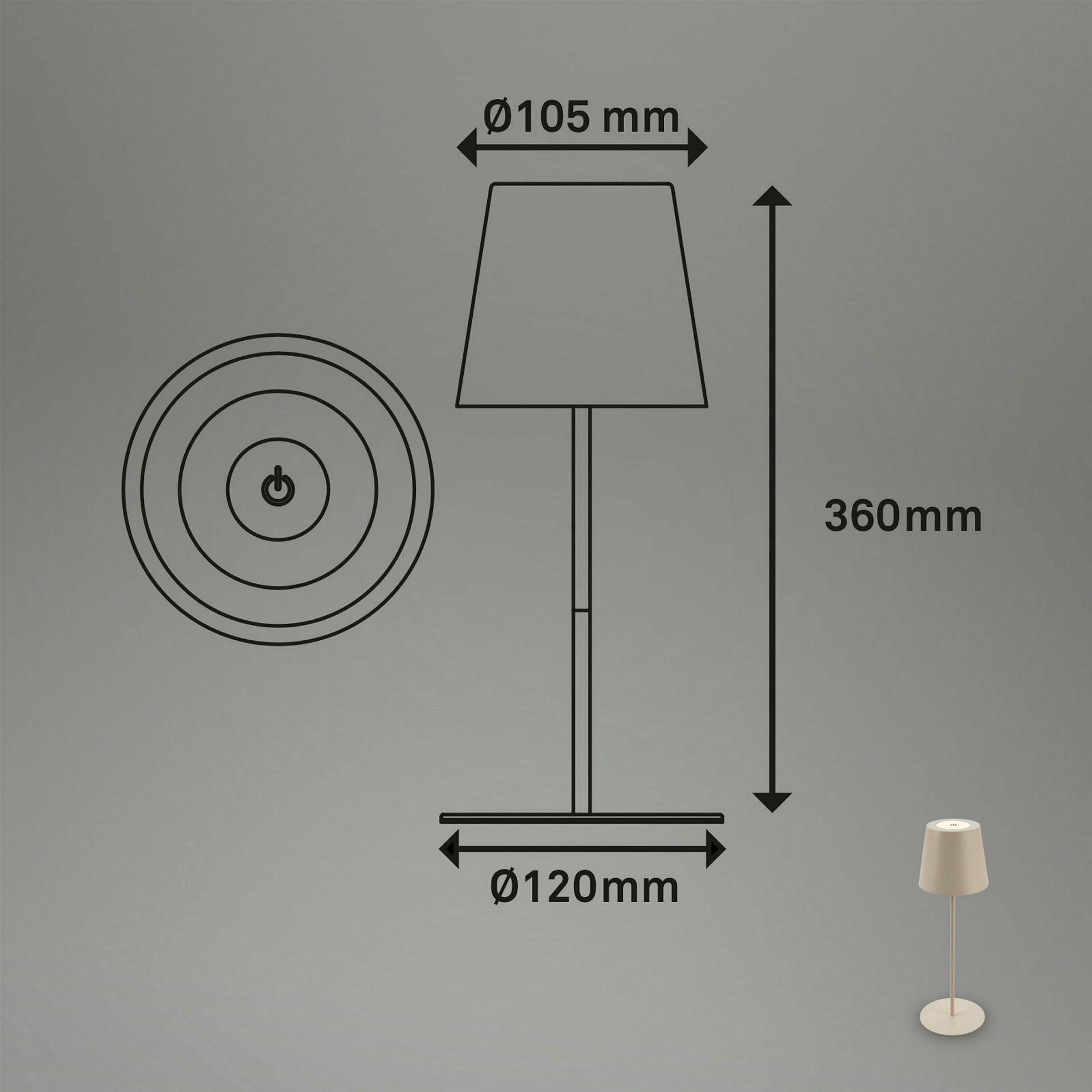 KIKI LED Akku Tischleuchte, IP44, 2,5W, Beige