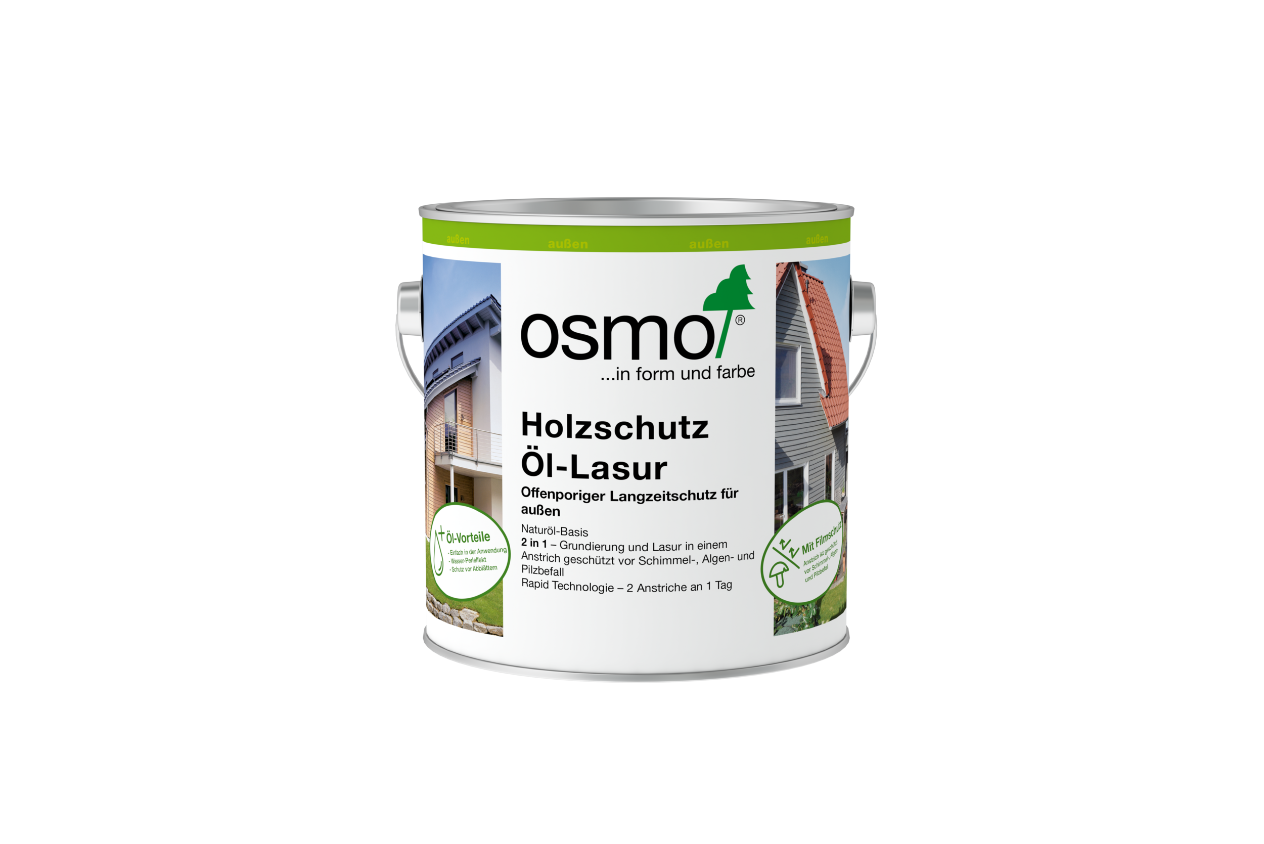 Dekorativer, seidenmatter Holzschutz-Anstrich auf Naturölbasis f