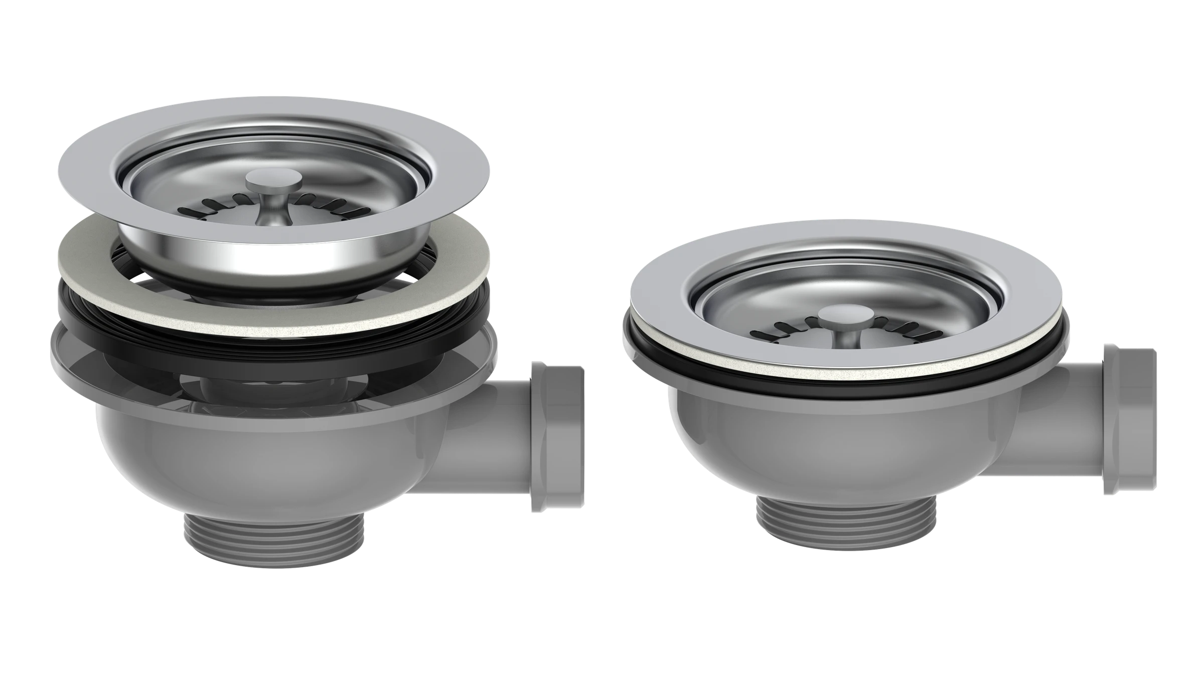 ECO-SAVE KS Korbventil, Grau, 1 1/2''AG, Edelstahl-Ventilkelch & Sieb Ø 114
