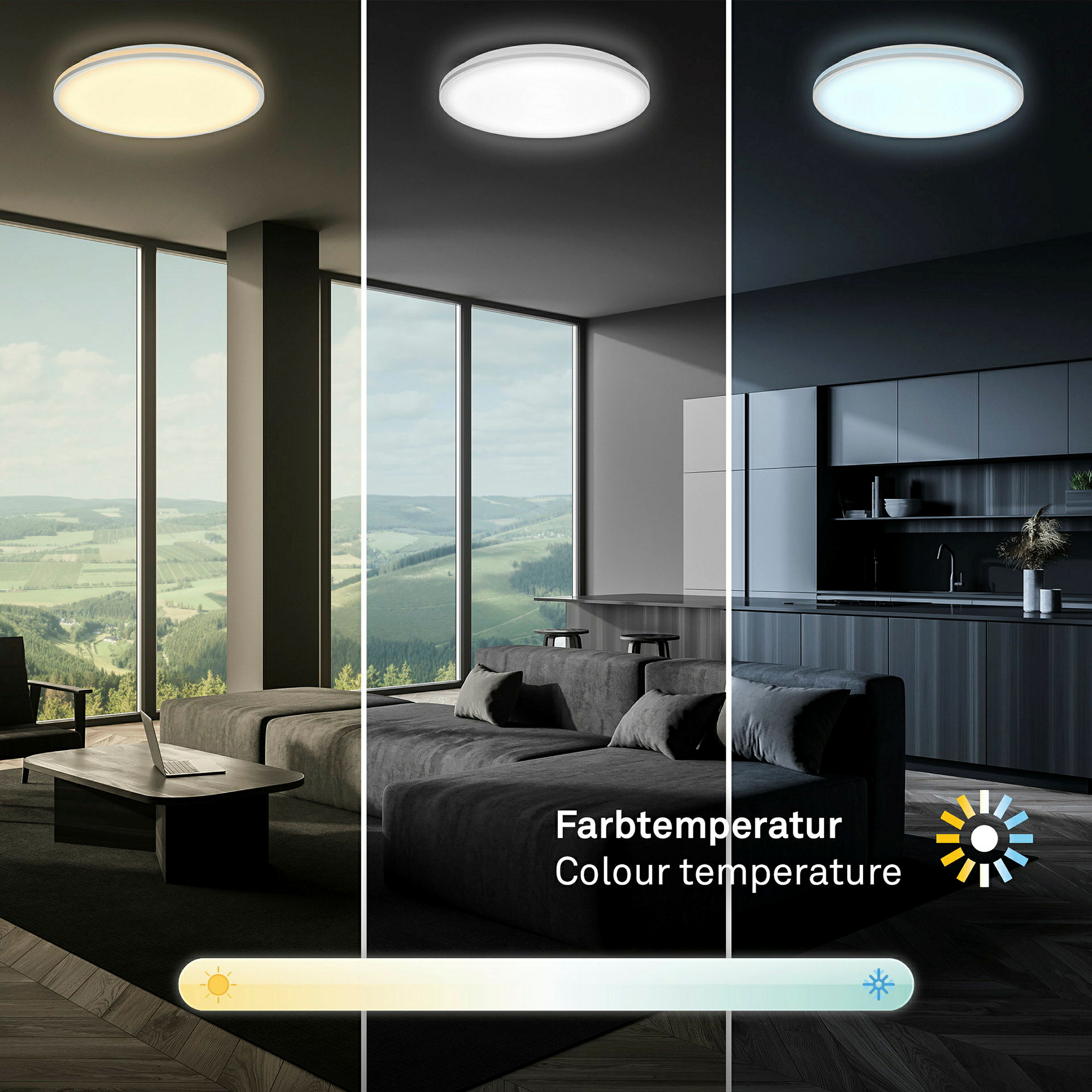 LANA CCT LED Deckenleuchte, chrome-matt, LED/22W
