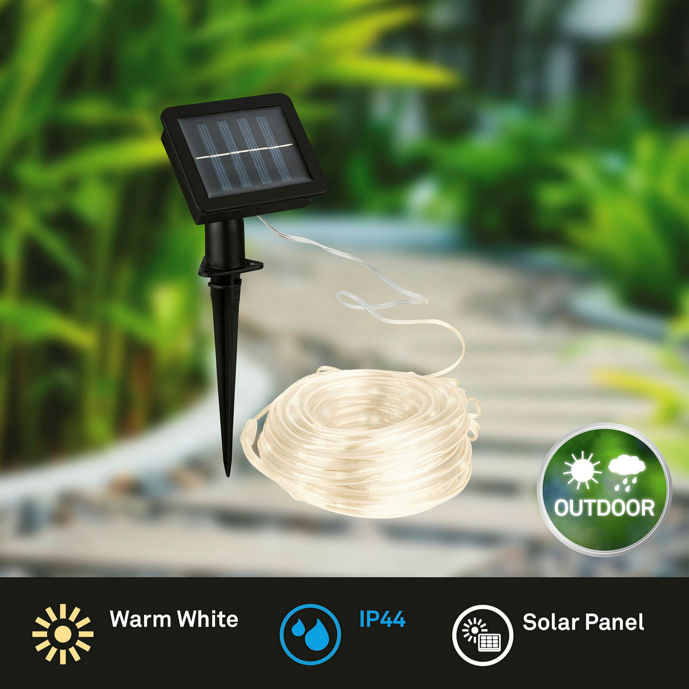 Solar LED-Band, 100xLED, IP44, außen, 10m