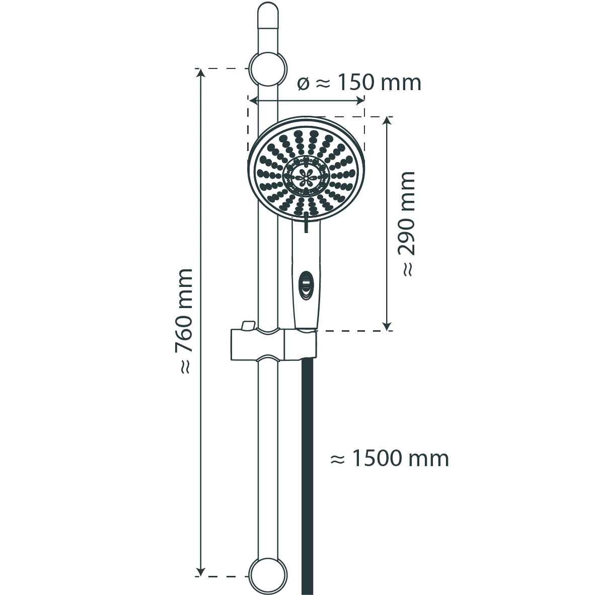 FLORENZ Stangenbrause-Set, Chrom
