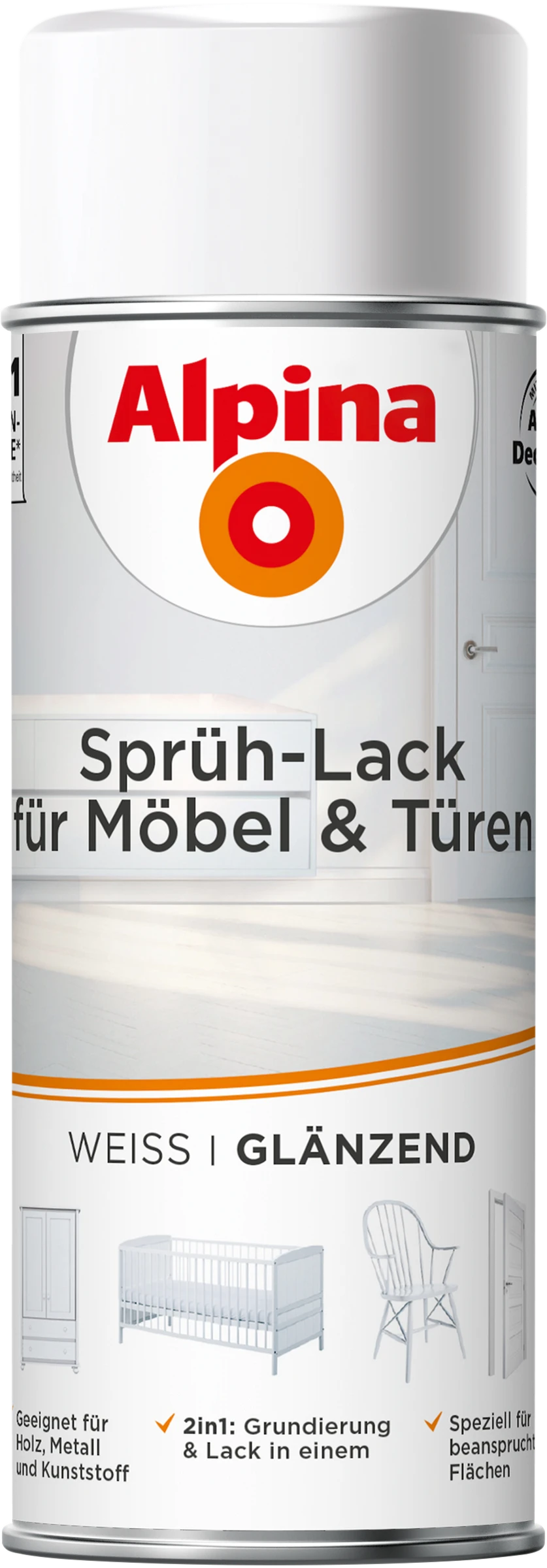 Alpina Sprüh-Lack für Möbel & Türen 400ml glänzend