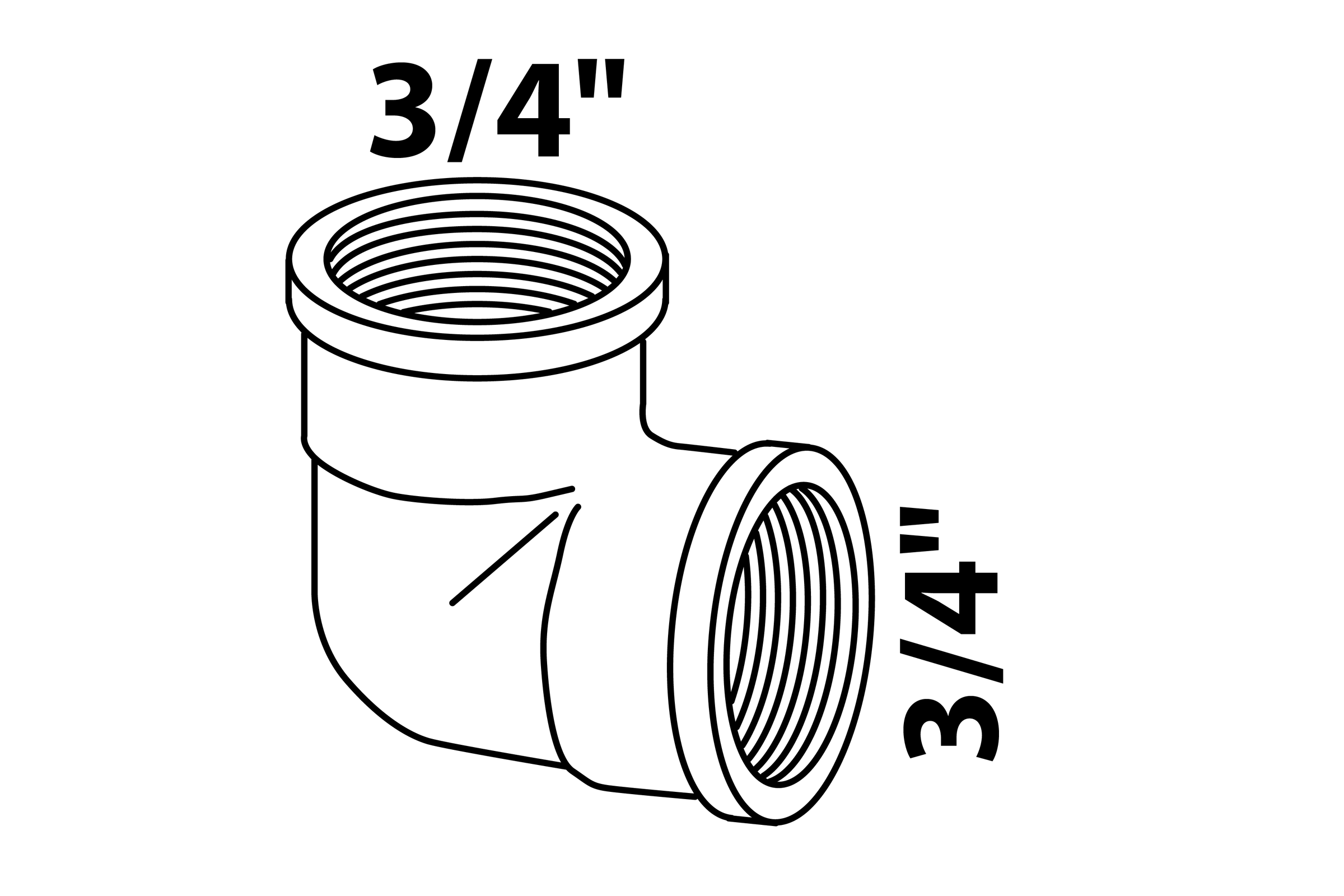 MS Winkel 90°, blank, 3/4''IG