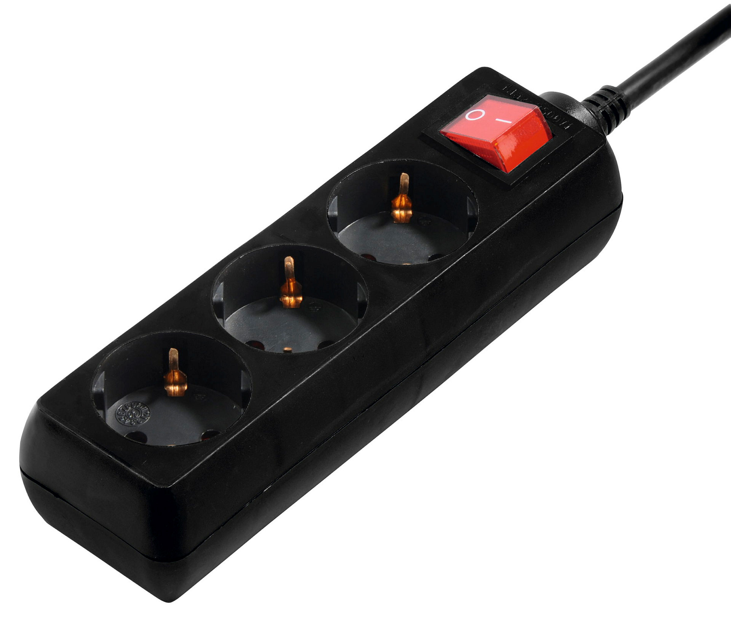Hama Steckdosenleiste, 3-fach, mit Schalter, 3 m, Schwarz
