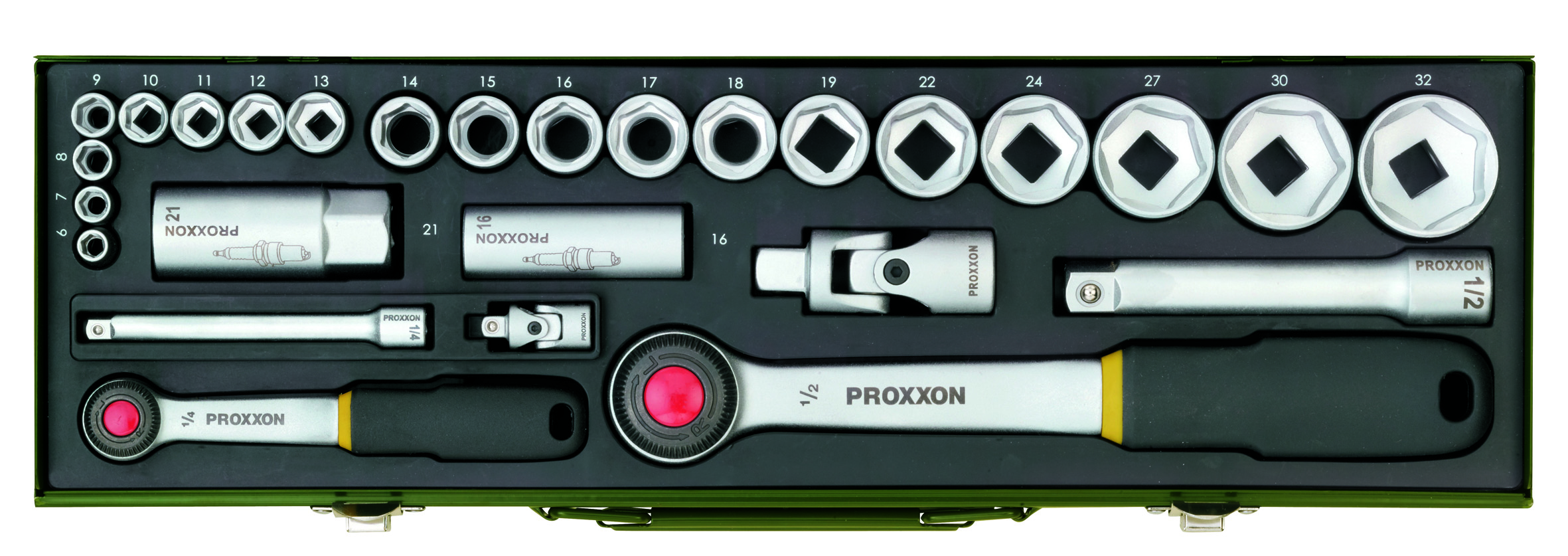 PROXXON-Steckschlüsselsatz 1/4'' + 1/2'' (27-teilig)