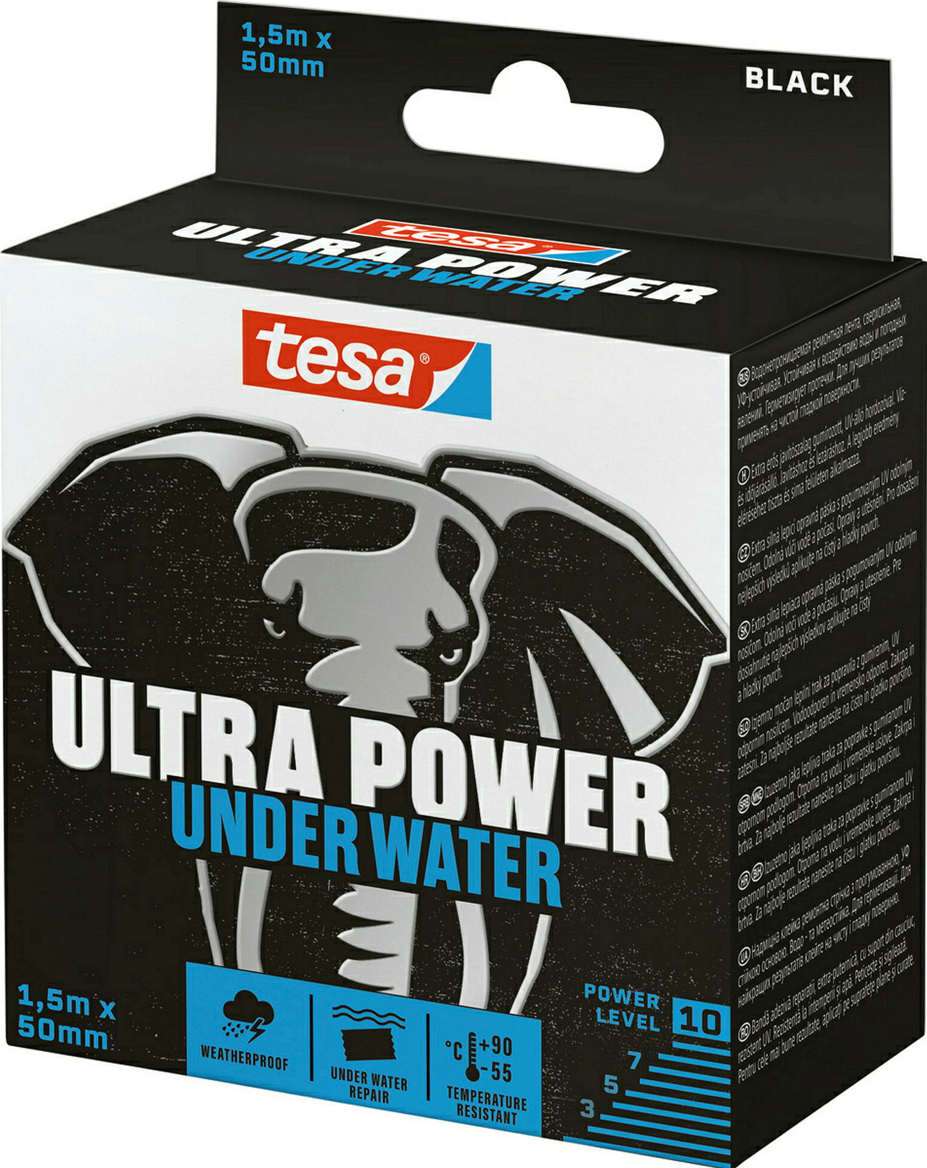 tesa® Ultra Power Unterwasser Reparaturband, 1,50 m x 50 mm, schwarz
