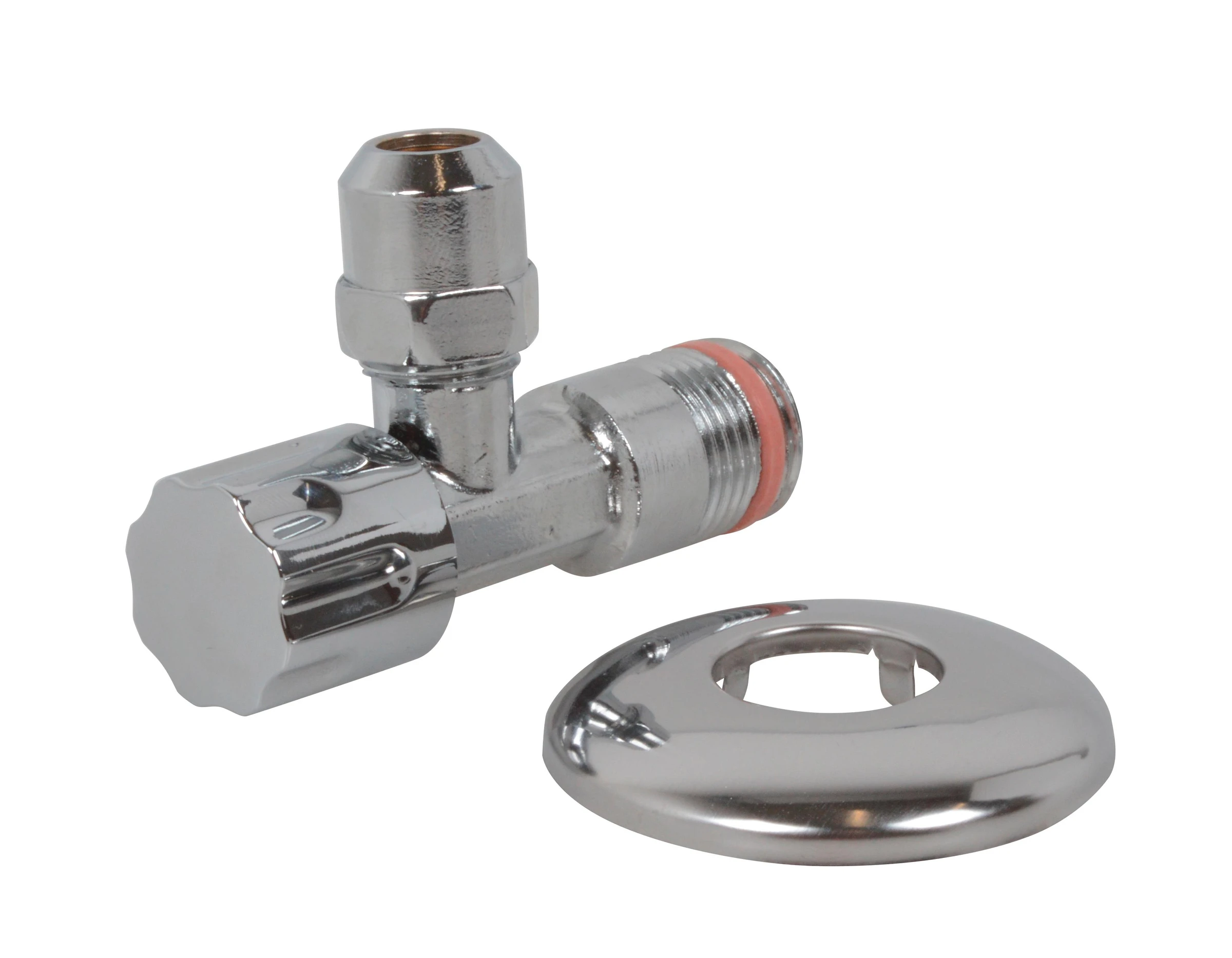 Eckventil, Chrom, 1/2''AG x 3/8''AG x 10 mmQ, selbstdichtend, mit Schubrose