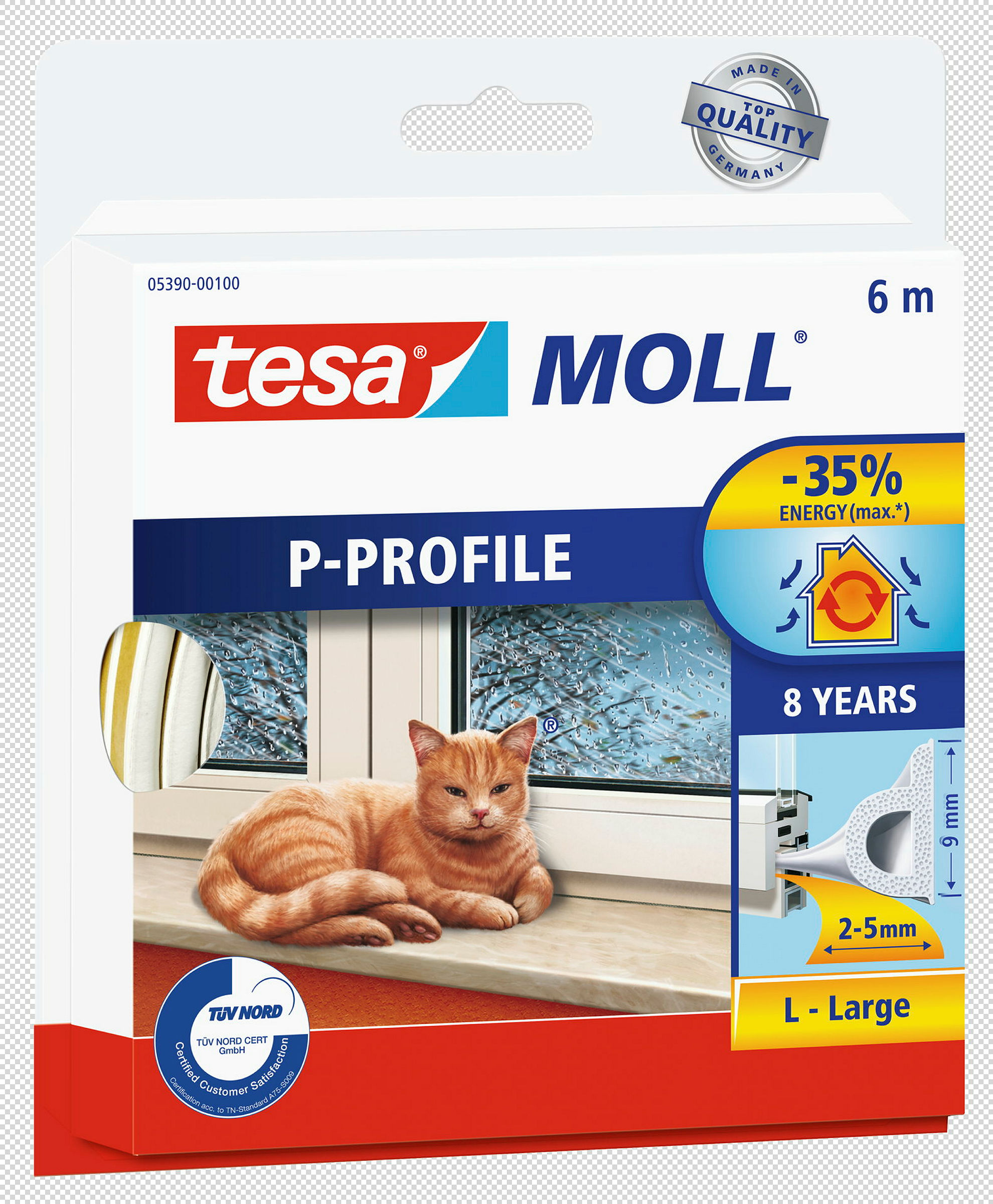 tesamoll® P-Profil weiß, für Spalten von 2-5mm