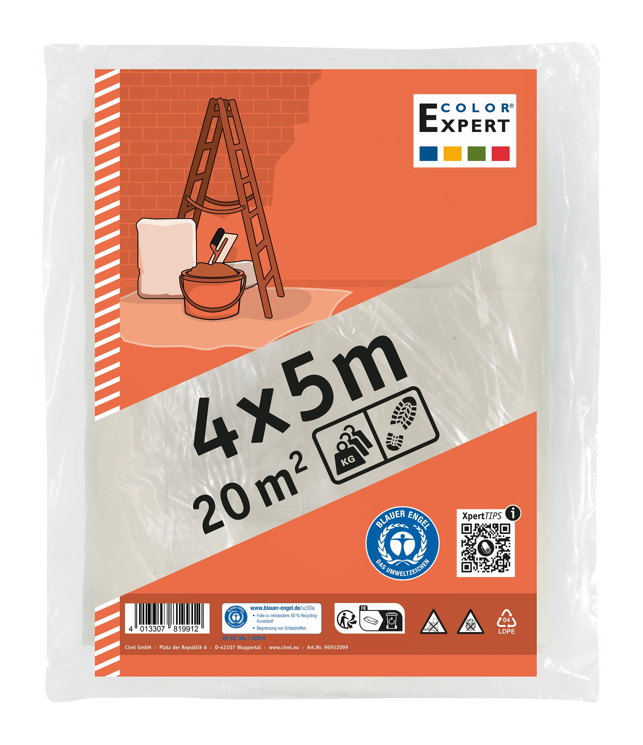 Bauplane Blauer Engel 4x5 m = 20 qm transluzent