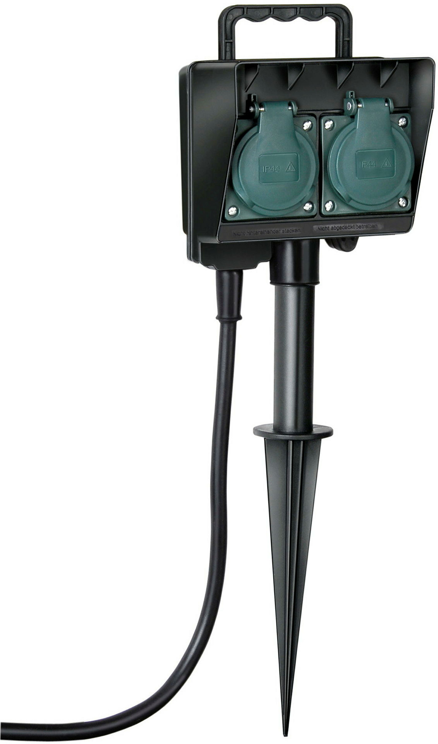 Gartensteckdose mit Erdspiess 2-Fach 1,4m Kabel H07RN-F3G1,5