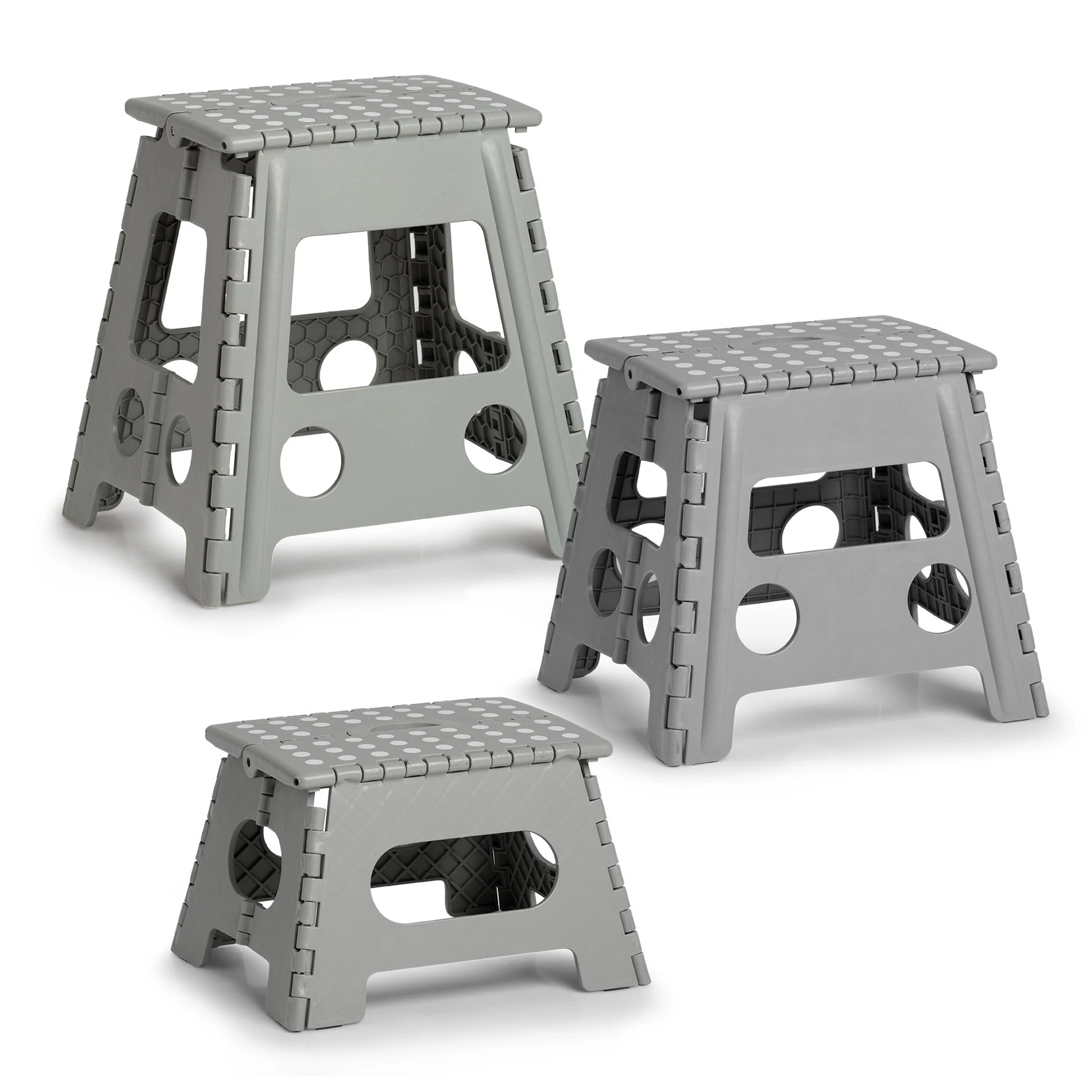Klapphocker, Kunststoff, grau 37 x 30 x 32 cm, Belastbarkeit 150kg, TÜV Sic