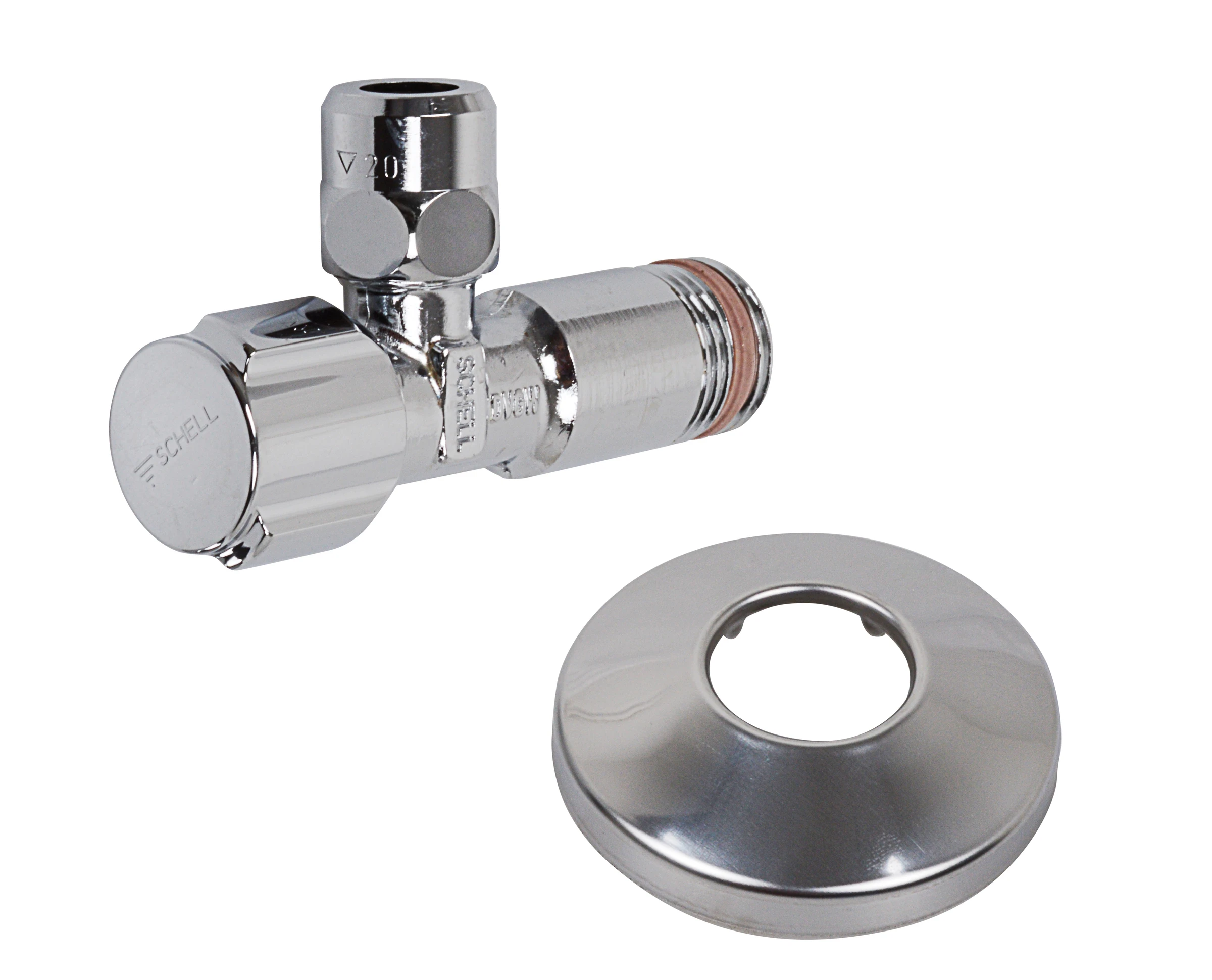SCHELL Eckventil, Chrom, 1/2''AG x 3/8'' x 10 mmQ, selbstdichtend mit Schub