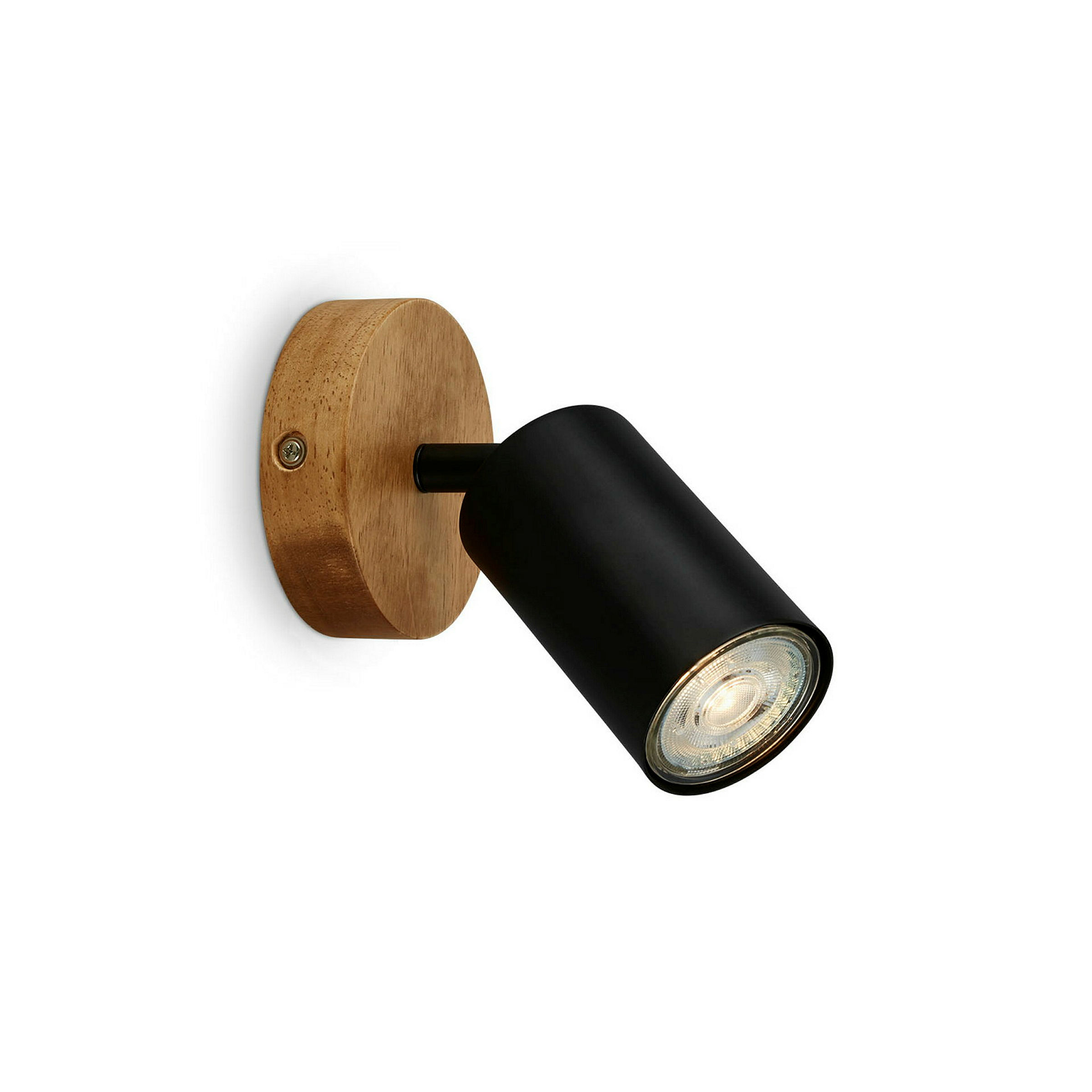 Spot, schwarz, mit Holz, exkl. 1xGU10 9W