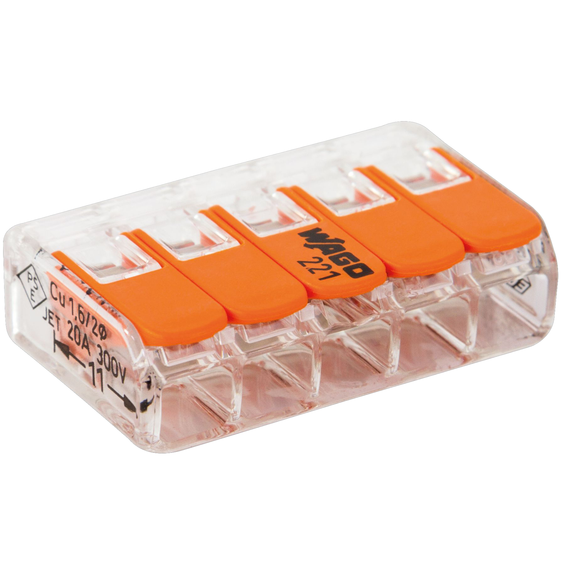WAGO Verbindungsklemme, 5-fach, orange, 10 Stück