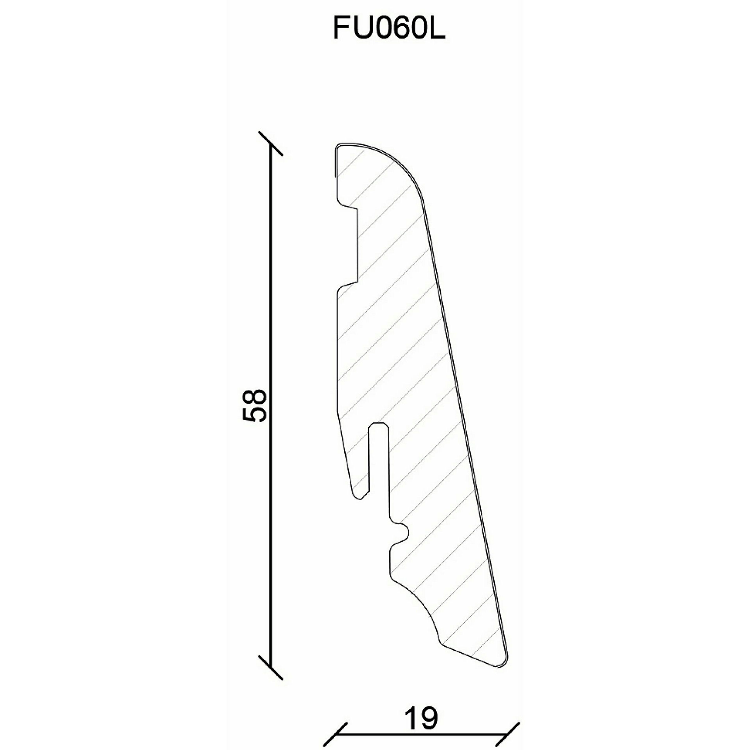 Sockelleiste 19x58x2400mm, weiß foliert (RAL9016), überstreichbar