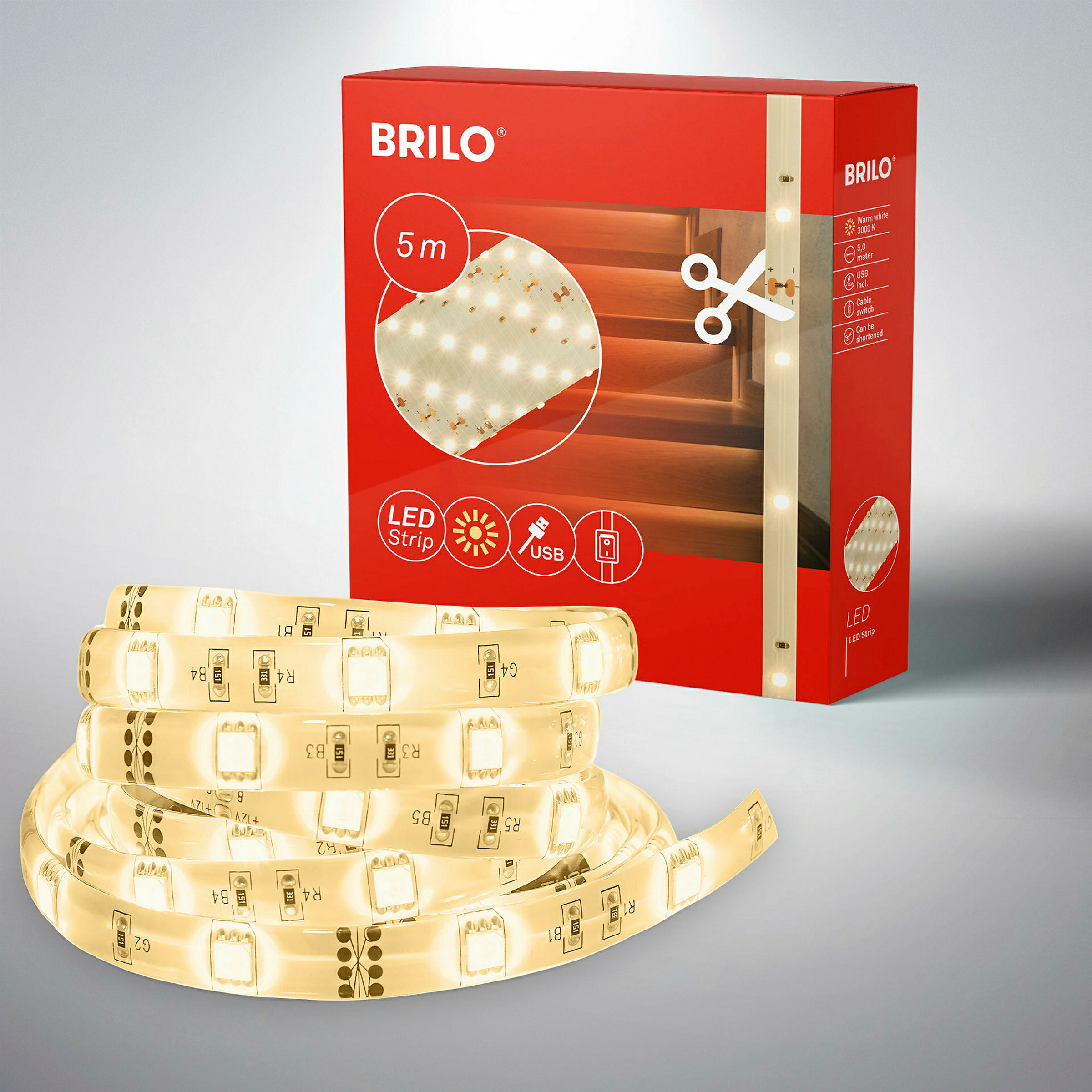 LED-Band, weiß, 150xLED, 5m, inkl. USB