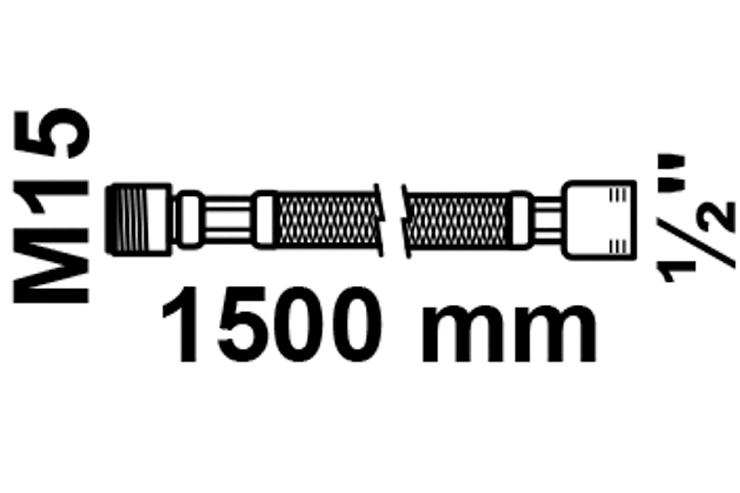 Geschirrbrauseschlauch, Schwarz, 150 cm, 1/2'' x M15AG