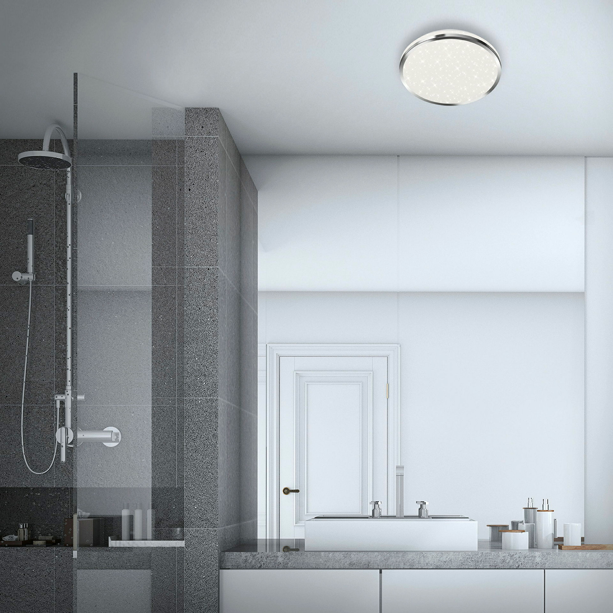 LED Bad-Deckenleuchte mit Sternendekor,chrom,IP44, LED/12W