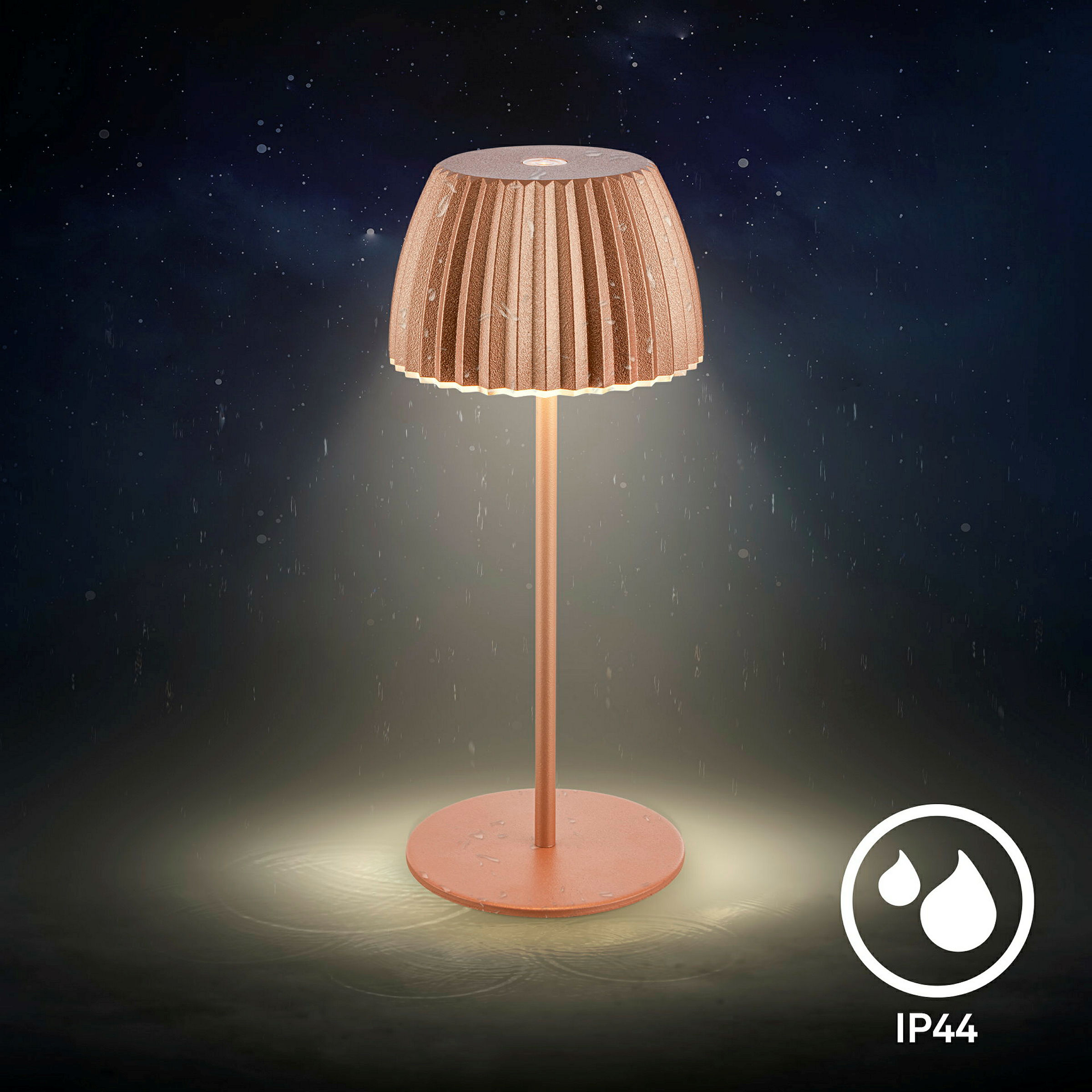 Brilo unplugged RIFFLE Akku Mini Tischleuchte mit Lichtkante - Kupfer