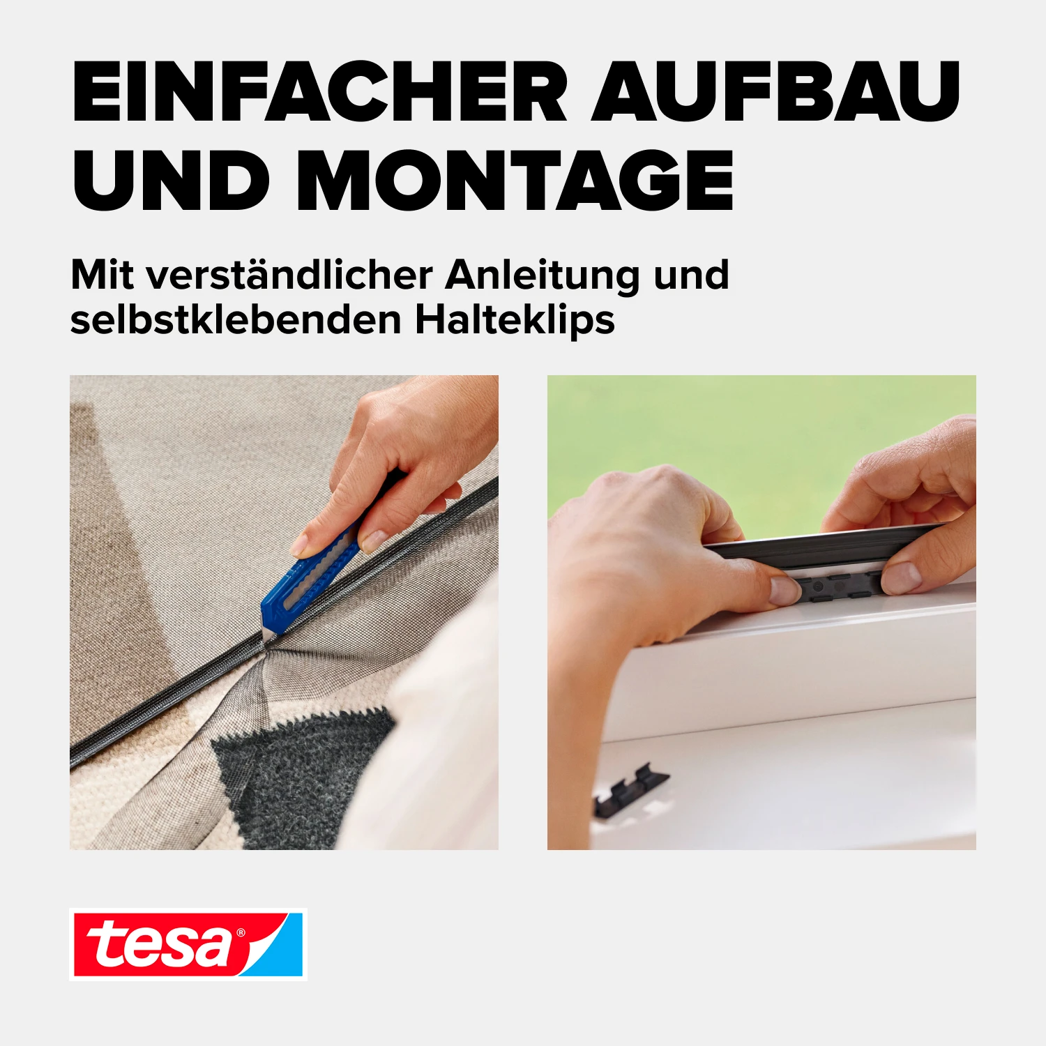 tesa® Anklipsrahmen Fliegengitter 1,00 m x 1,20 m