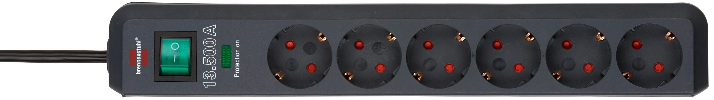 Eco-Line 6fach Leiste anthrazit *DE* 15m H05VV-F3G15 Ü-SchutzSchalter