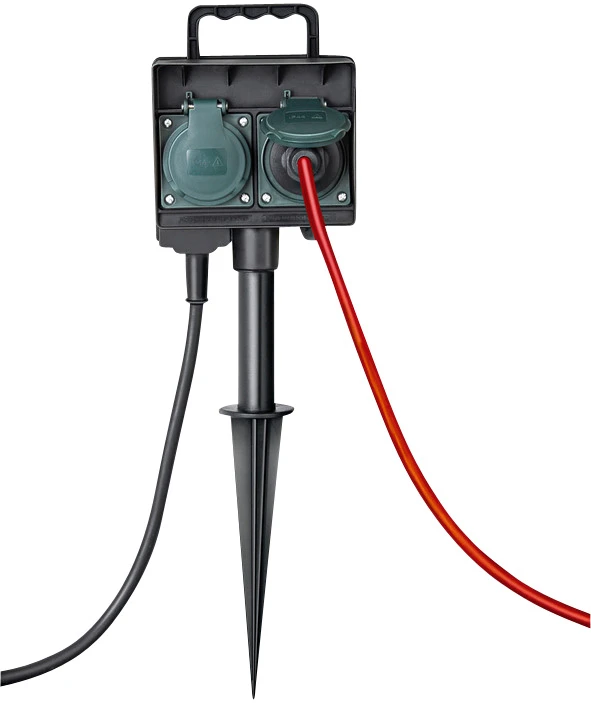 Gartensteckdose mit Erdspiess 4-Fach 10m Kabel H07RN-F3G15