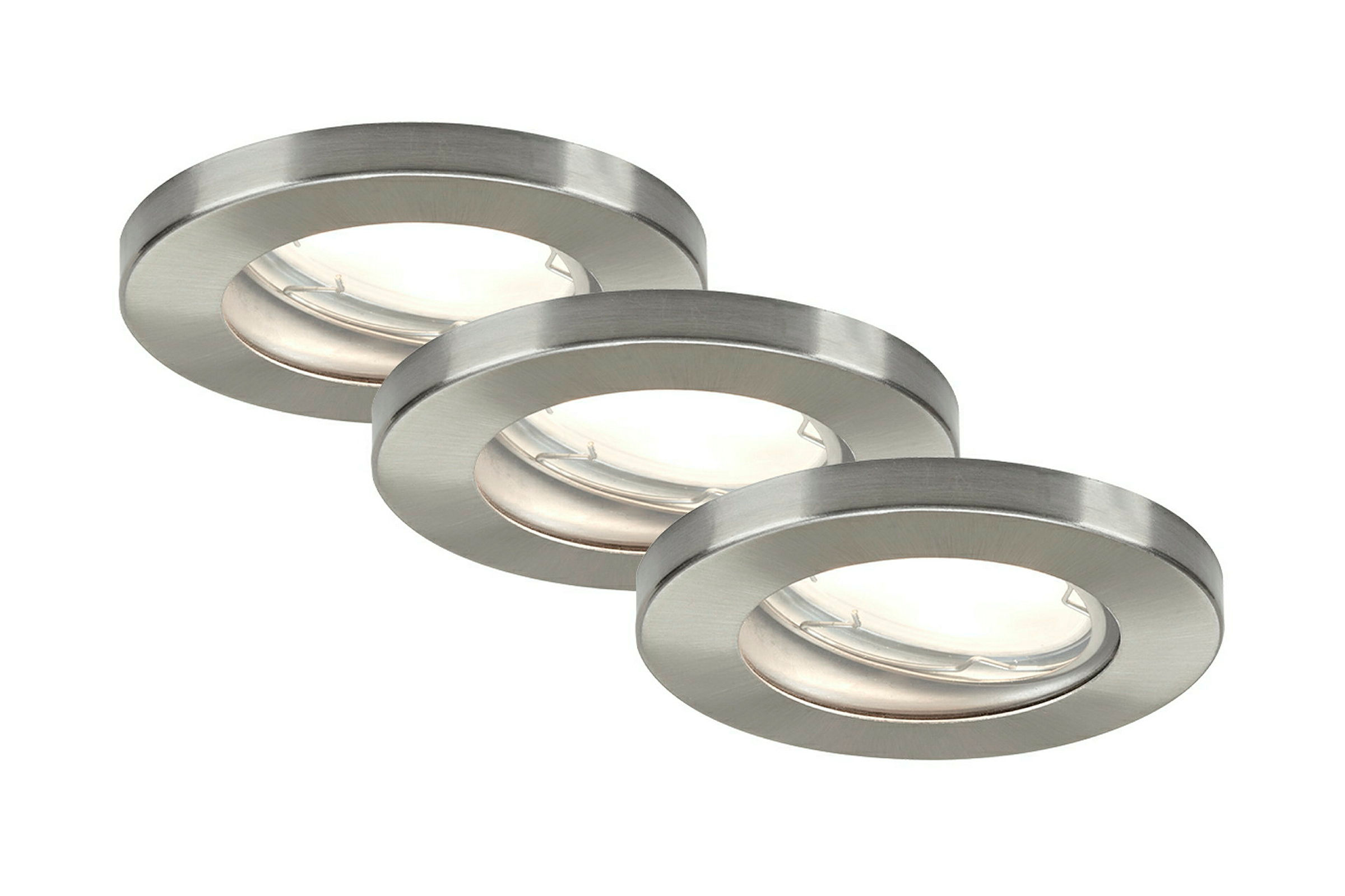 LED Einbauleuchten 3er-Set, matt-nickel, 3xLED/GU10/4,7W