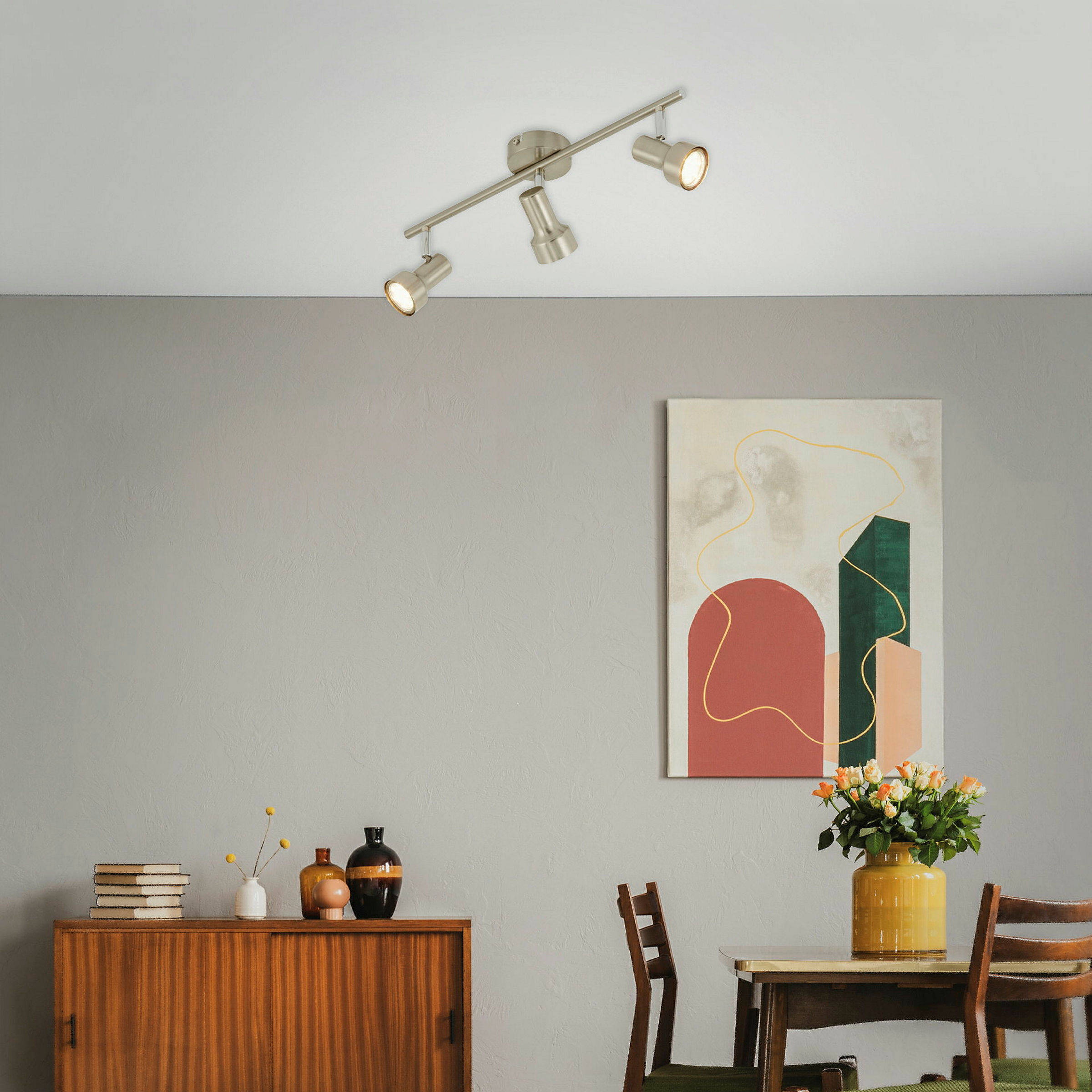 LED Deckenleuchte, matt-nickel, 3xLED/GU10/2,9W