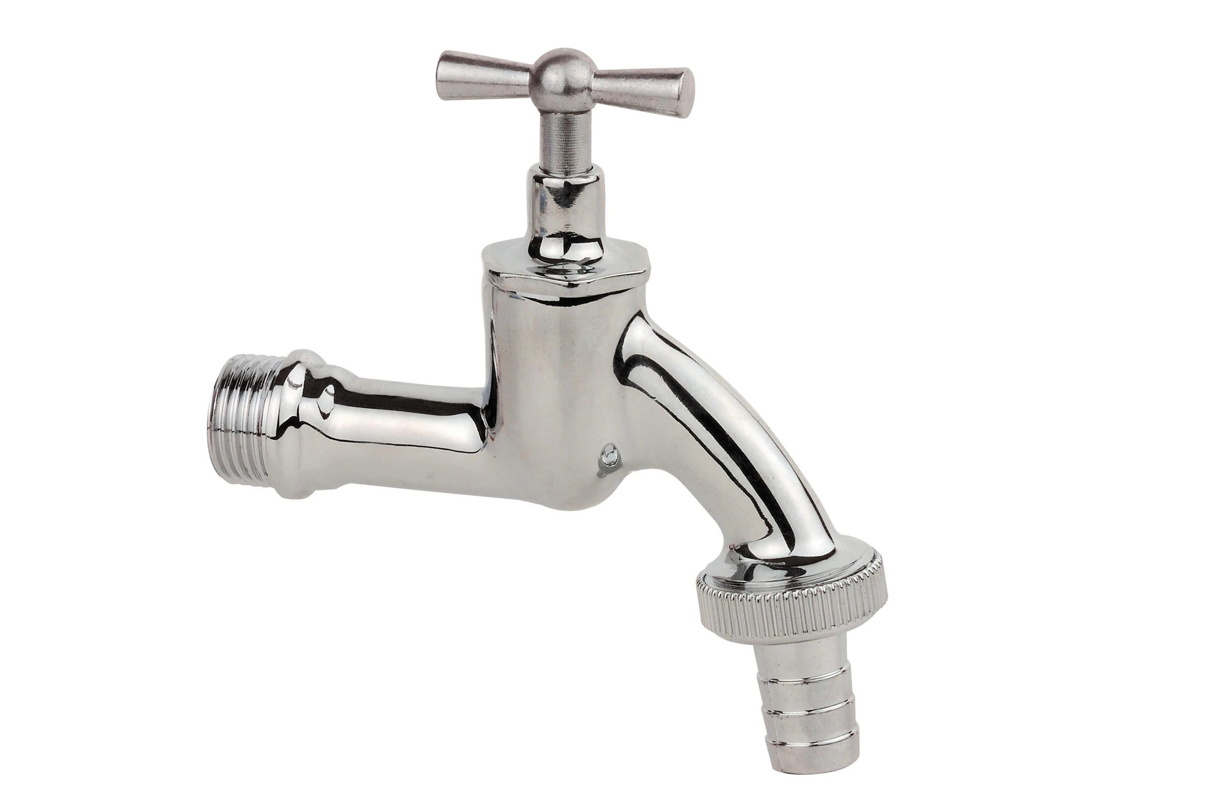 MS Auslaufventil Knebelgriff, Chrom, 1/2''AG x 3/4''AG x 1/2''T