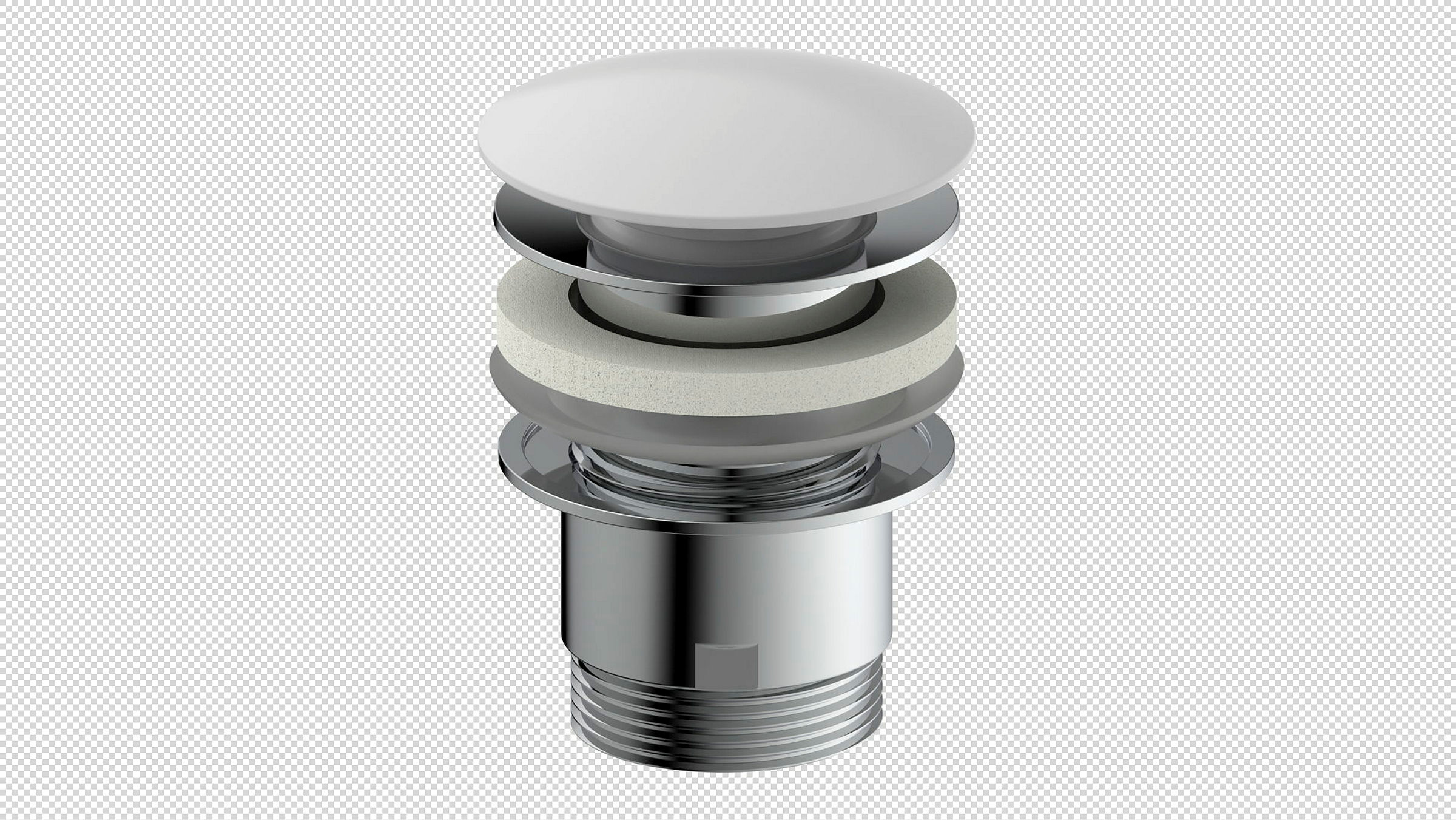 Design-Ablaufventil, Kappe Weiß, 1 1/4 x 65 mm, mit Überlauf