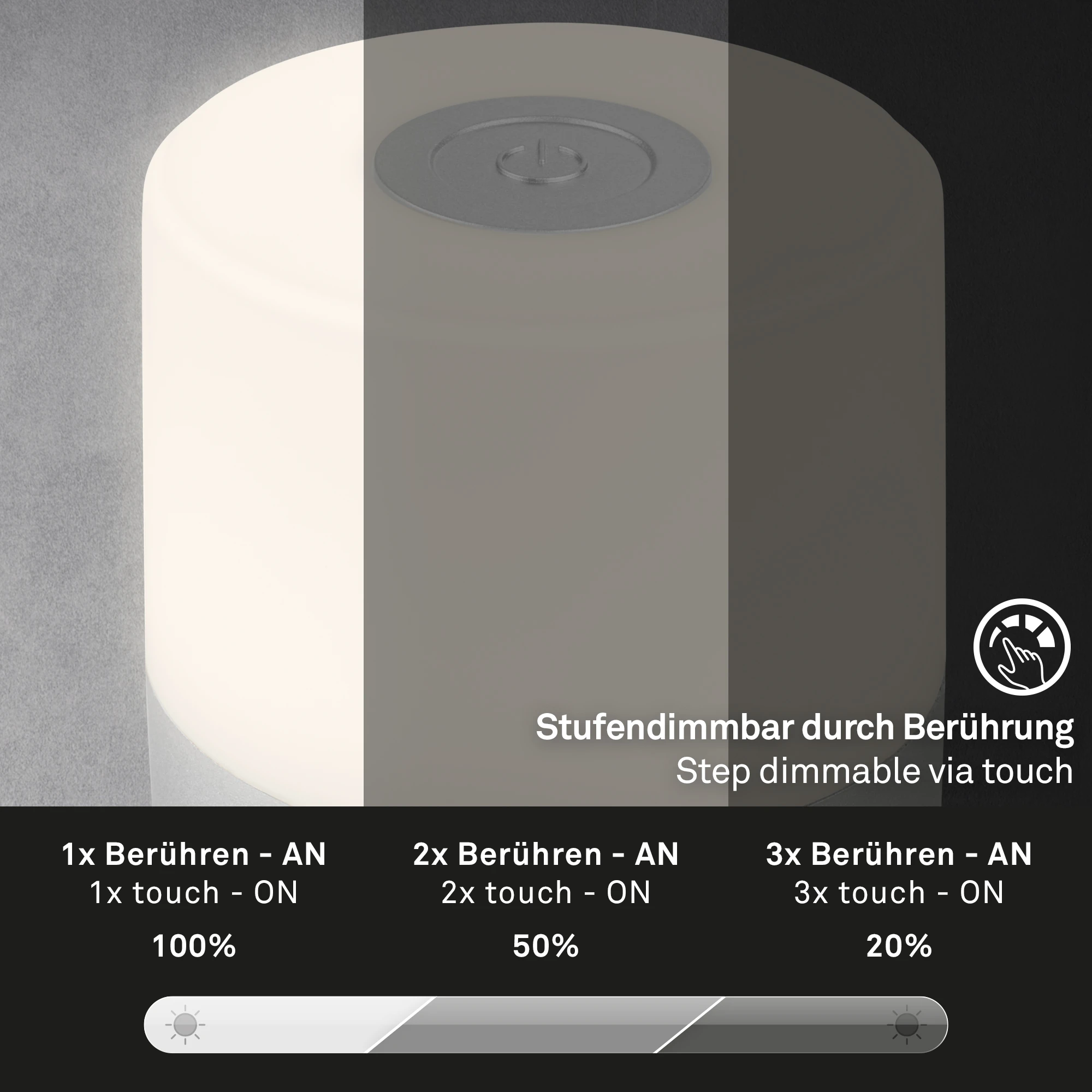 SMAL Akku LED Tischleuchte, Chrom-matt, 1xLED/2W