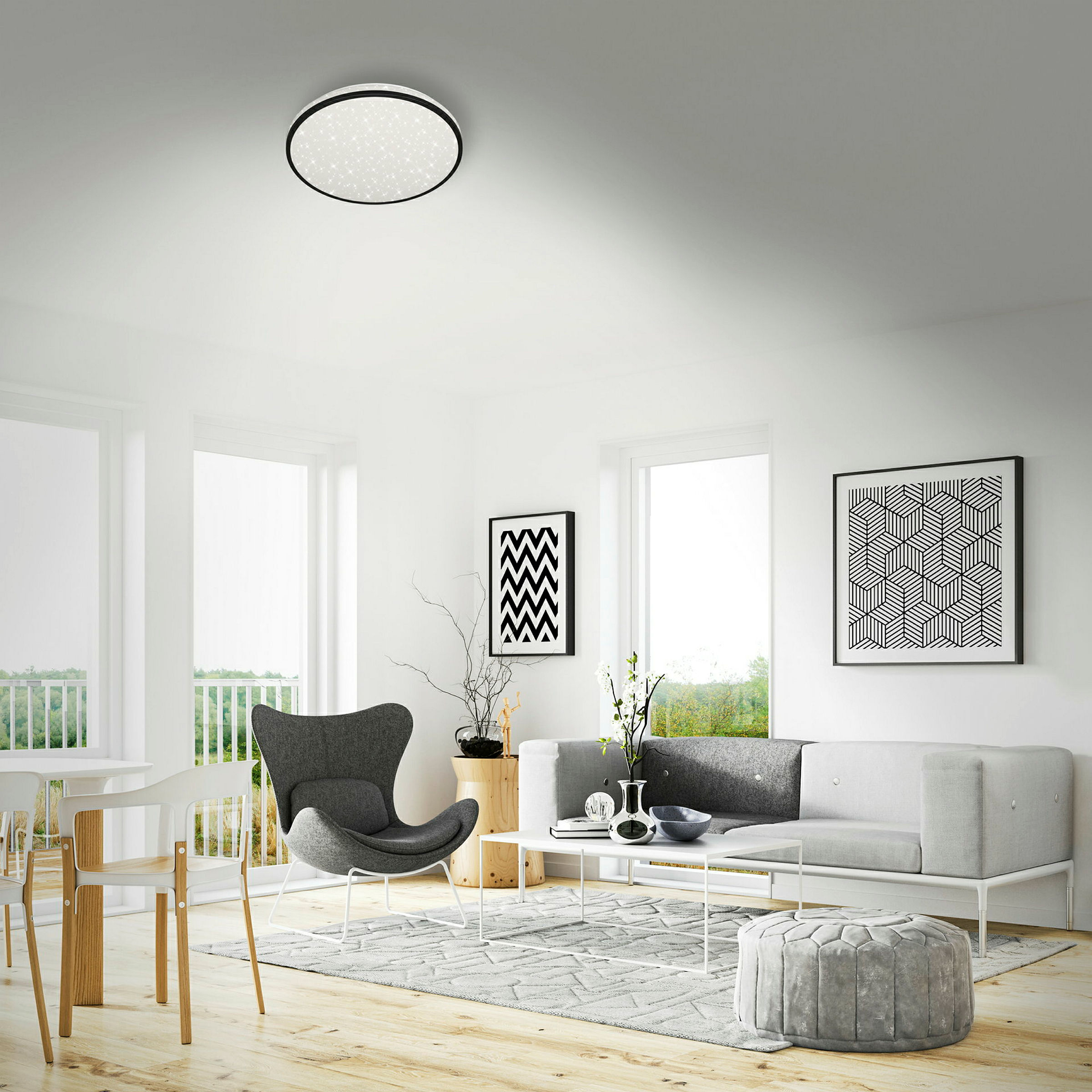 CCT LED Deckenleuchte mit Sternendekor,schwarz,LED/20W